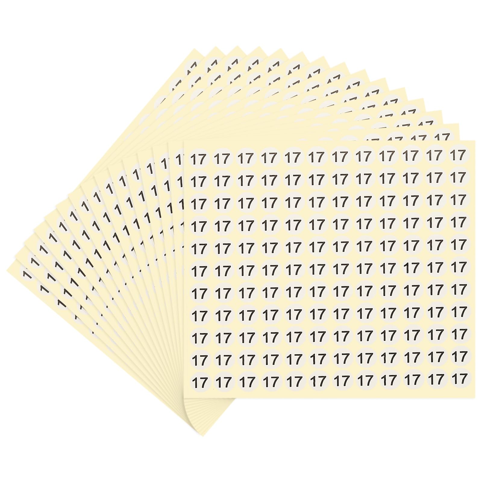 PATIKIL 15 Sheets Number Stickers Number 17 Round Sticker 0.5 Inch Self-Adhesive Small Label for Inventory Organizing Storage (Total 1980Pcs)