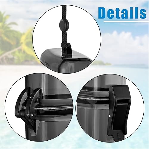 Miniatura 4 de Outus Funda impermeable de 3 piezas para tarjetas de identificación con estuche deportivo flotante con anillo para colgar y cuerda (rosa, azul,