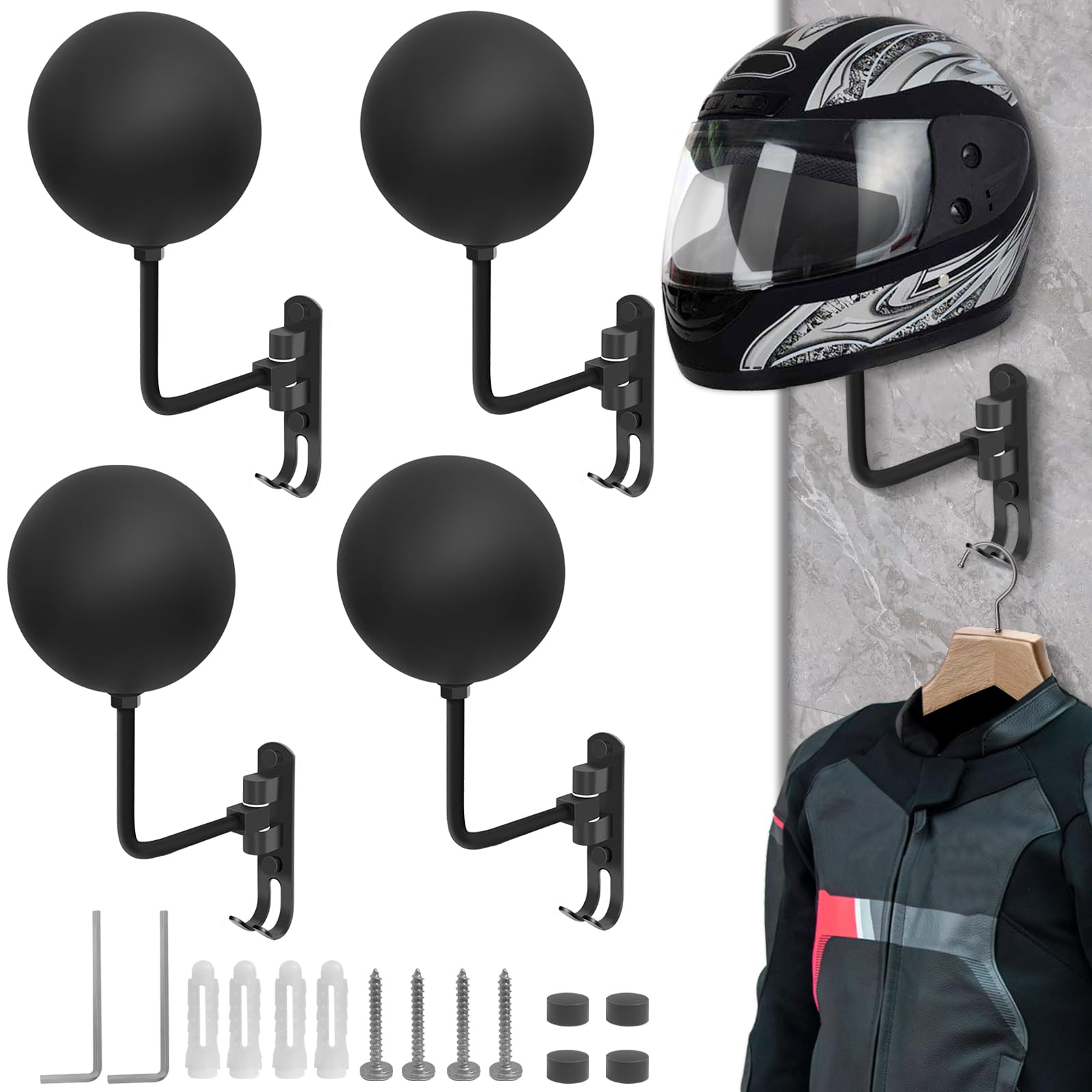 Soporte de pared para casco de motocicleta, montaje en pared, versátil