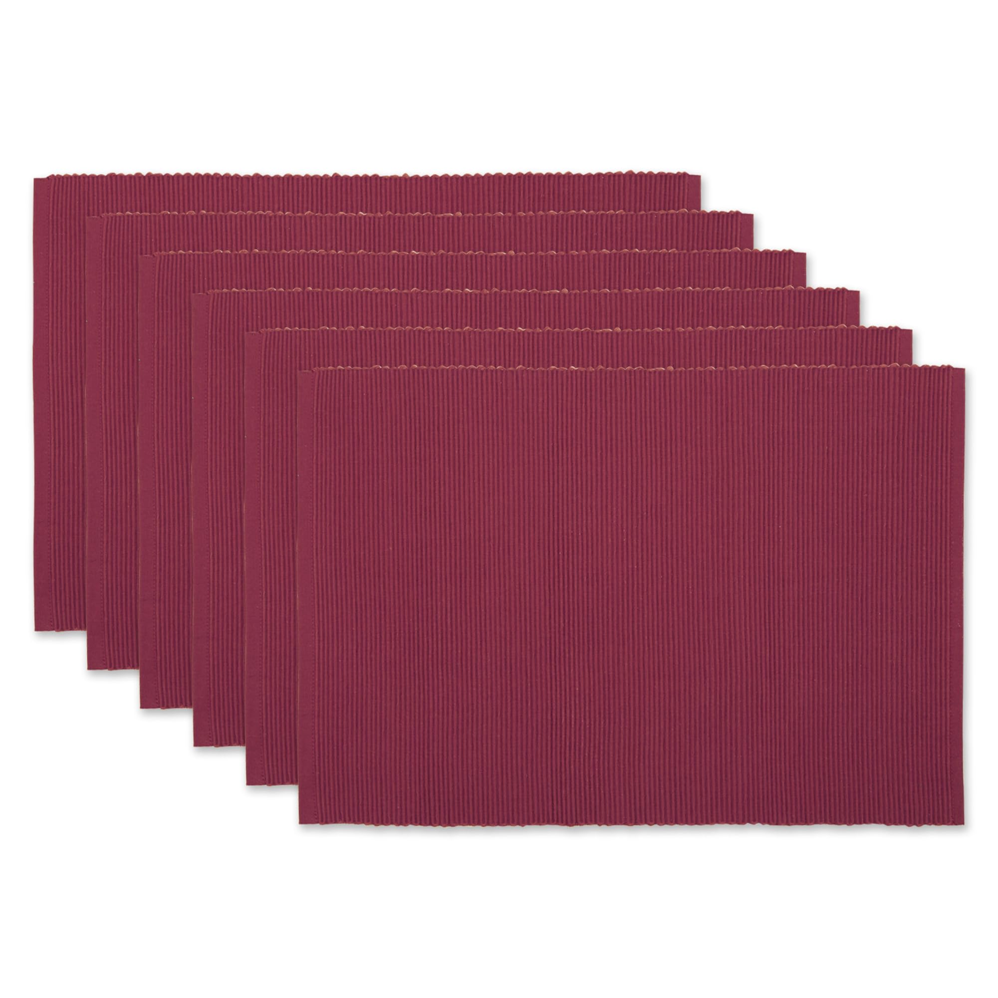 DII Basic Everyday Gerippte Tischset-Set, 100% Baumwolle, 33 x 48 cm, Scheunenrot, 6-teilig