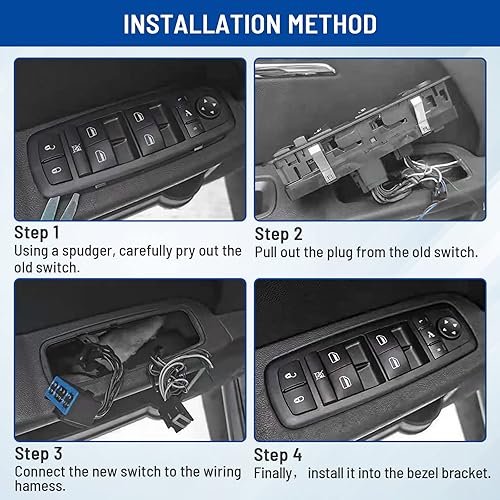 Miniatura 7 de SHERXIBO Interruptor de elevalunas eléctrico compatible con Dodge Journey 2011-2012 Chrysler 300 2016-2018 Ram 1500 2500 3500 2019-2021 Ram 1500