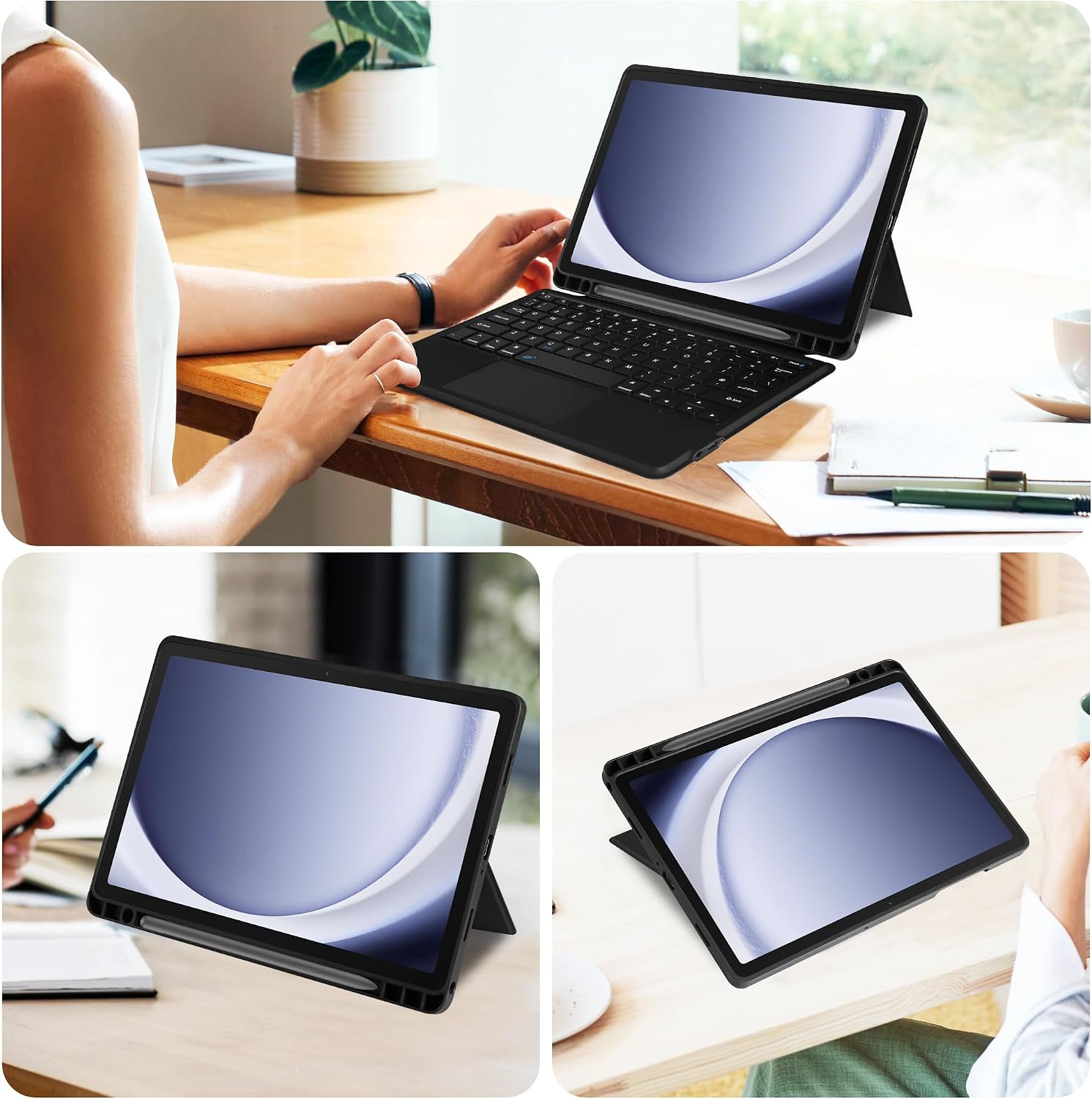 VOVIPO Keyboard Case Compatible with Samsung Galaxy Tab A11+ Plus/A9+ Plus with Trackpad,Magnetic Detachable Keyboard Cover with Pen Holder for Tab A11+/A11 Plus-Black