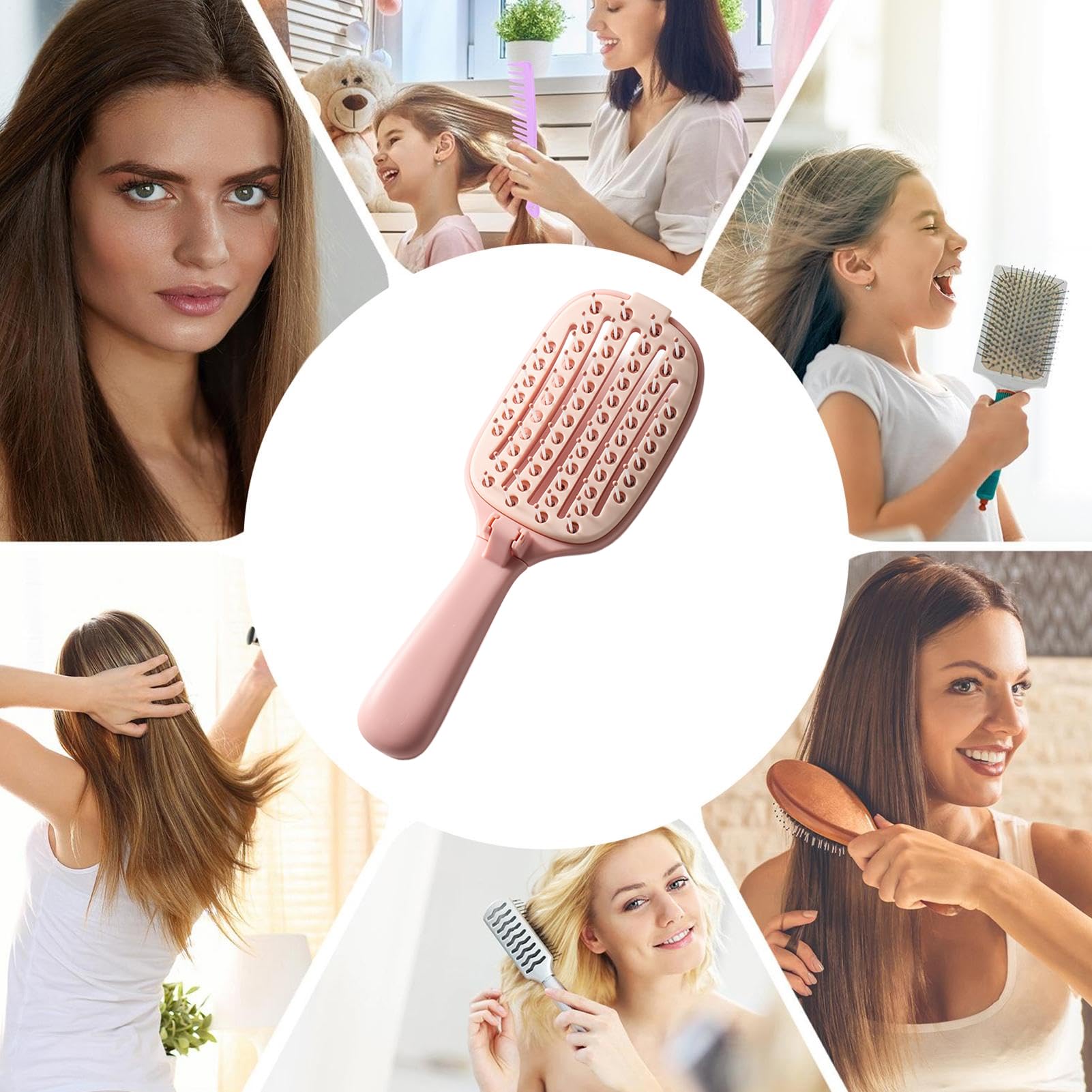 Selbstreinigende Haarbürste Faltbares Zubehör Für Haarstyling | Volumen-Haarkamm Für Frauen, Mädchen, Mütter, Zuhause, Salon, Hotel, Reise, Schwimmbad, Reisende Und Schwimmer