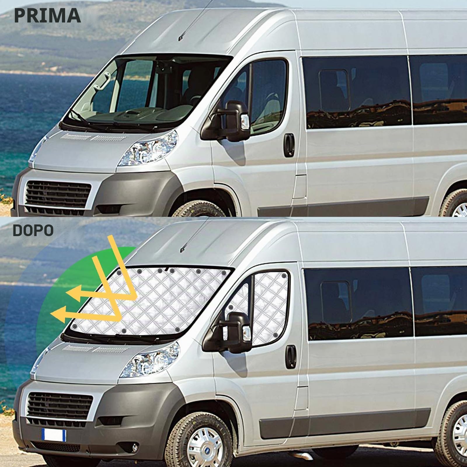 Parasole per Parabrezza, Parasole per Finestrino Interno termico Protezione per FIAT Ducato Copertura Parabrezza Auto Blocca Sole UV