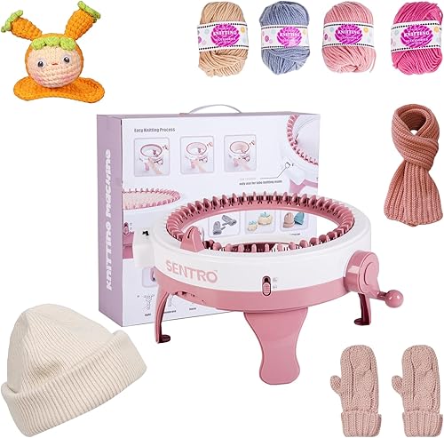 Máquina de tejer, máquina de tejer redonda de 48 agujas, kit de telares y tablas, herramientas de costura a mano para adultos, niños, principiantes