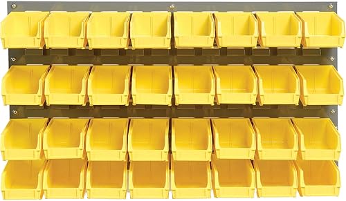 Miniatura 2 de Global Industrial Panel de bastidor de pared con (32) contenedores amarillos, 36x7x19