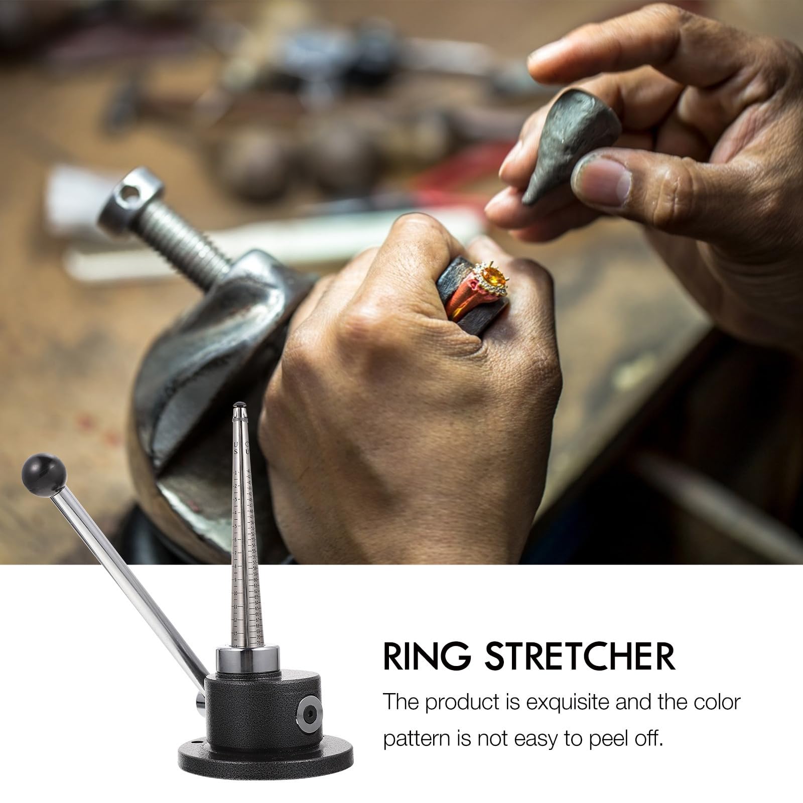 MERRYHAPY Ensanchador de Anillos para Ajustar y Ampliar Tamaños de Anillos Fácilmente Herramienta Práctica Estilo Coreano de Acero Cuatro Escalas de Medición