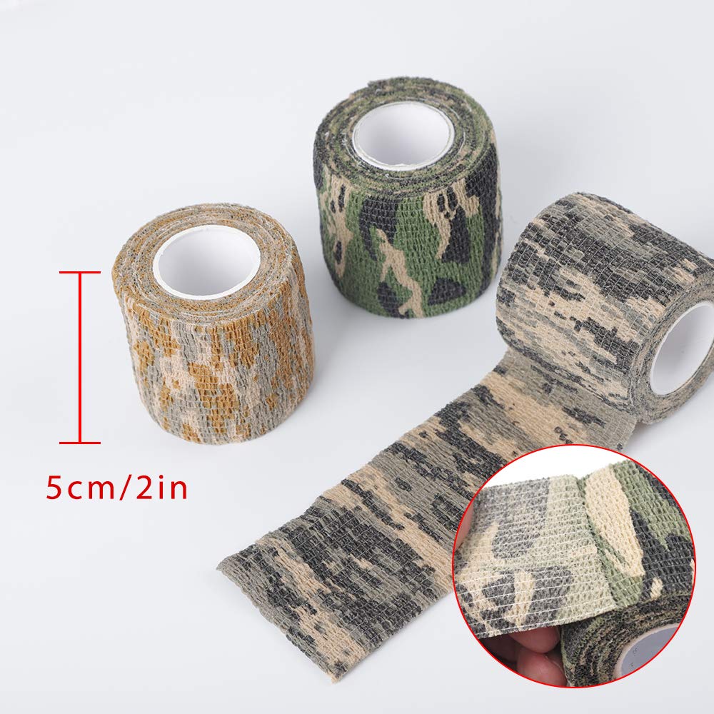 Rybtd 3 Rolki Wojskowy Kamuflażowy Bandaż Samoprzylepna Taśma Kamuflażowa Pustynia Dżungla AUC (3 Kolory) Długość 4,5m x 5cm