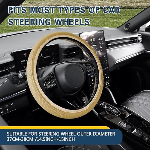 Funda para volante de automóvil, funda de cuero para volante de automóvil, funda antideslizante para volante, protector universal de 15 pulgadas
