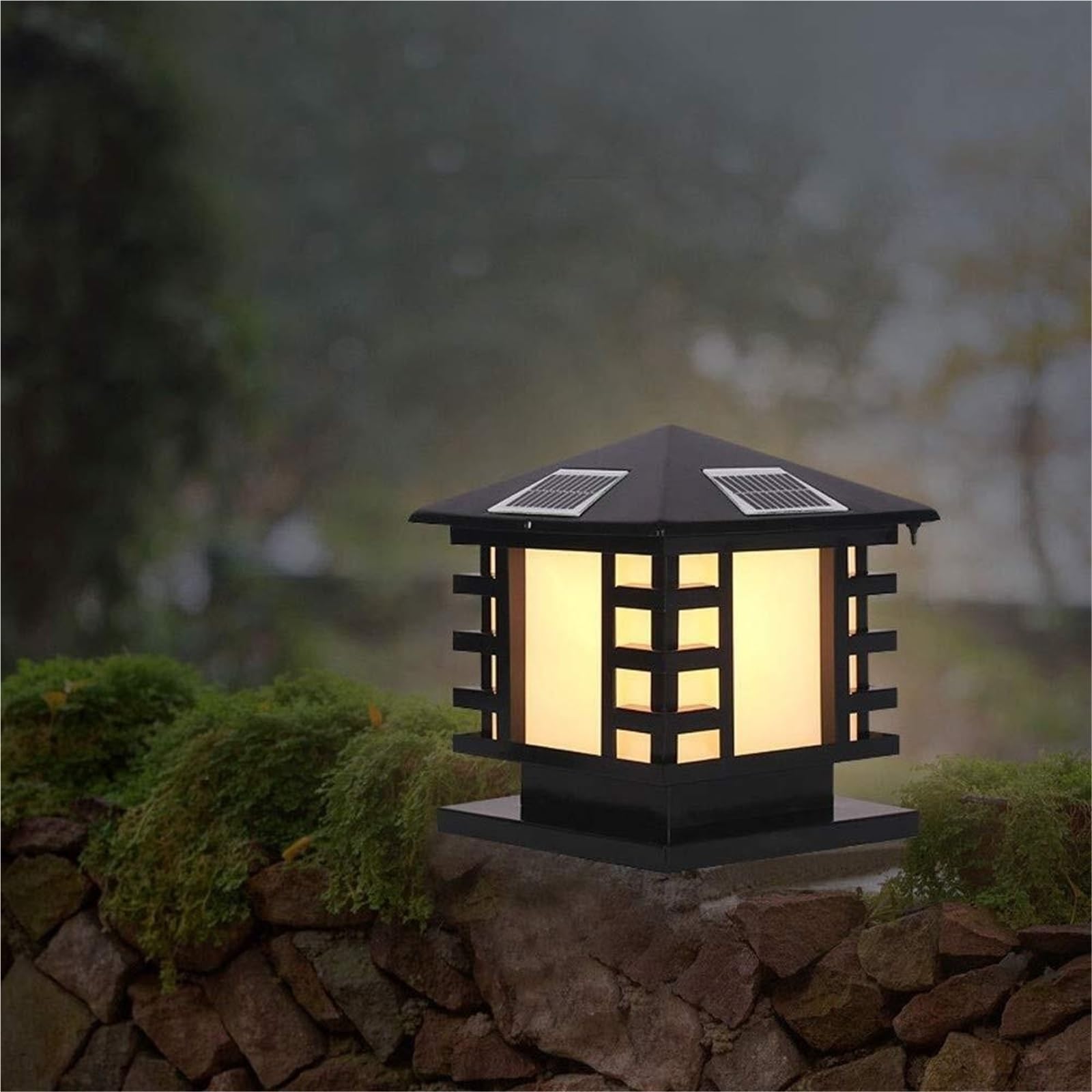 QUSYZD Solar Post Lights Outdoor Lamp Post Light, Solar Column Headlight Gate Pillar Lamp Fence Lamp Led Outdoor Waterproof Landscape Garden Light Decoration Illumination Porch,Medium