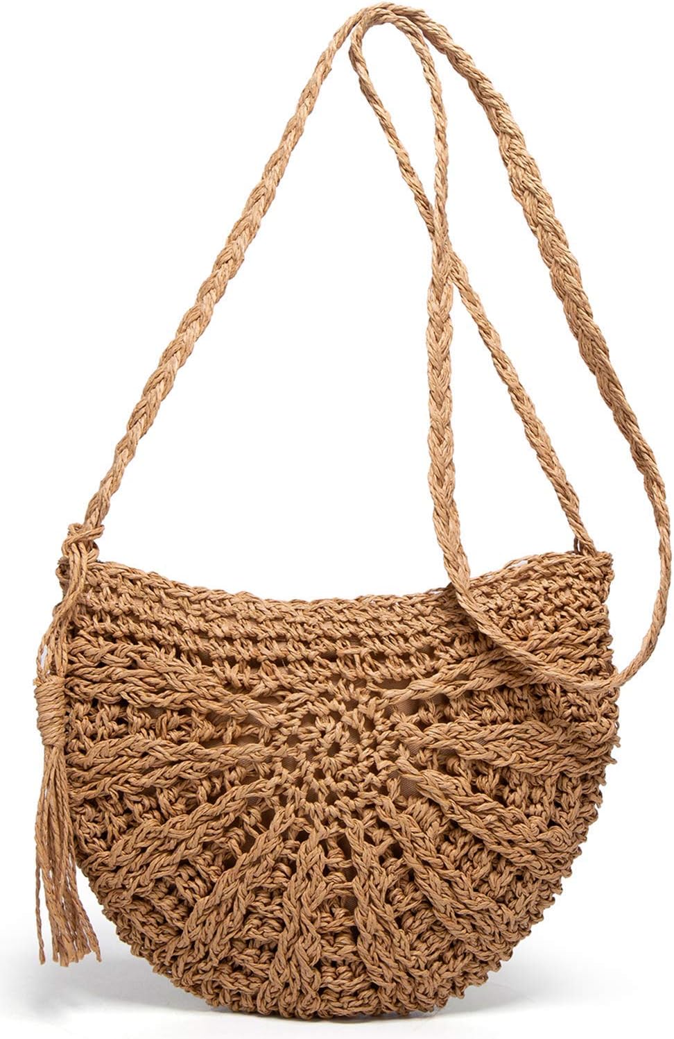 Straw Crossbody Bag Women Weave Shoulder Bag Round Summer Beach Purse and Handbags