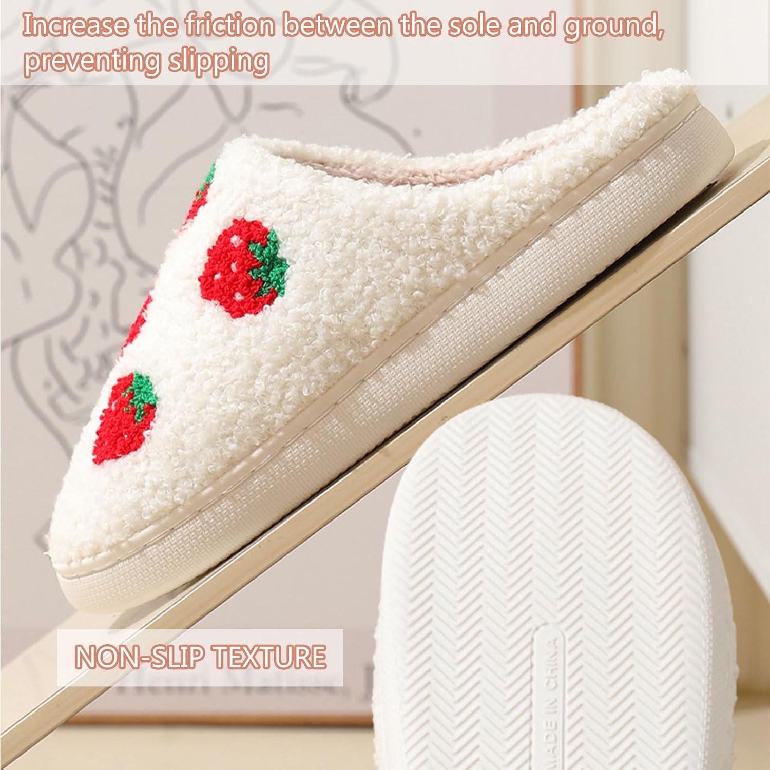 Cartoon Slippers for Womens Mens Cute Cozy Plush Warm Slip-on House Shoes for Indoor and Outdoor Meet Me at Midnight Strawberry Mushroom Evil Eyes Love Heart Slippers - Image 5