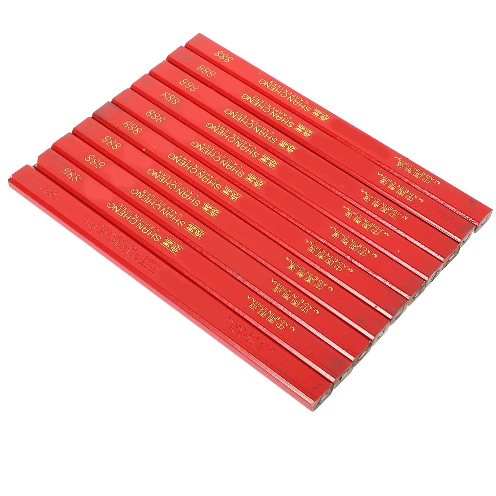 YARNOW Crayons de Charpentier Octogonaux en Bois, Lot de 72, Rouge
