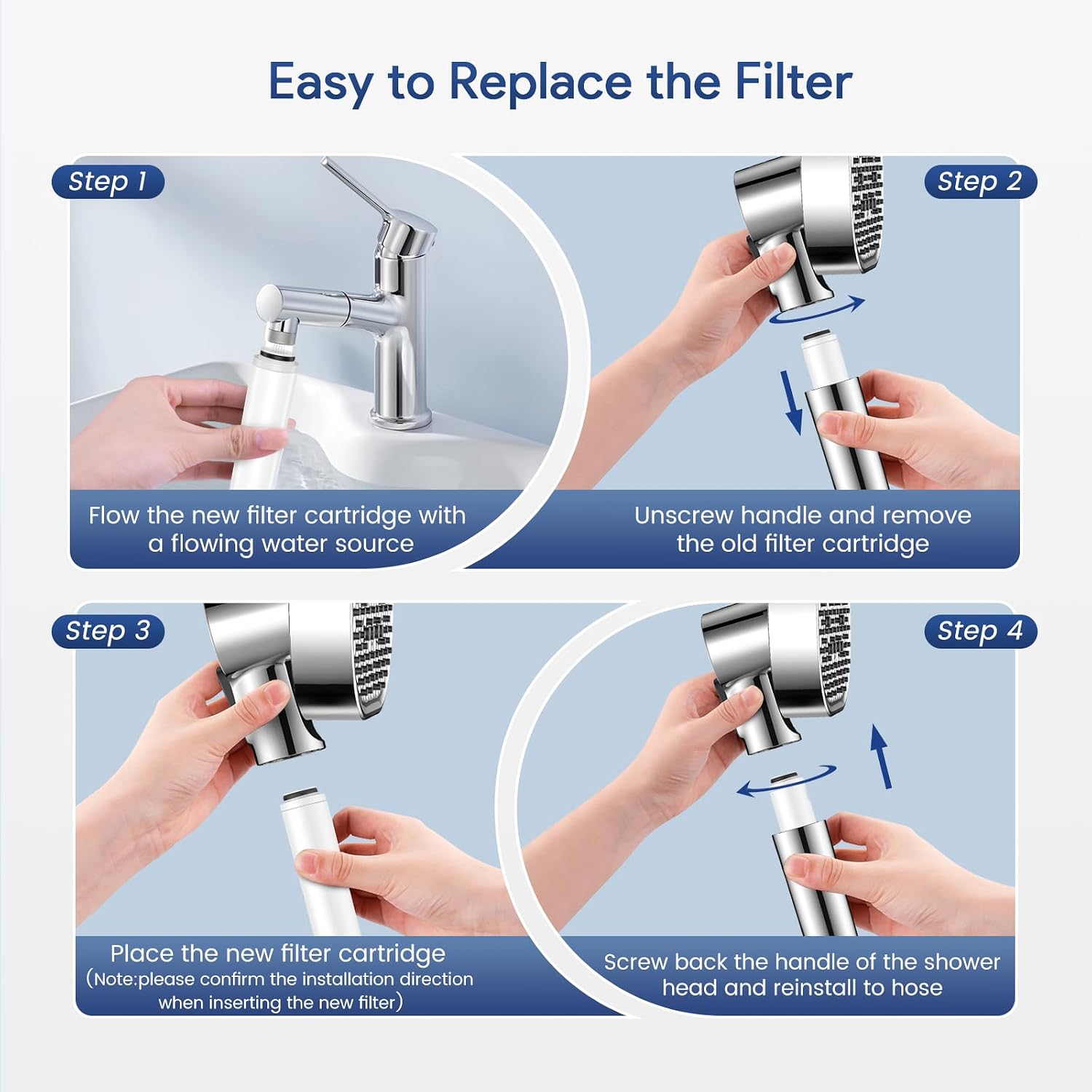 Shower Filter for Handheld Shower Head, 2 Pack Replacement Filters | Remove Chlorine & Harmful Substances, Soften Hard Water, Reduce Dry Itchy Skin,KDF-55, Calcium Sulfite, Carbon, Vitamin C