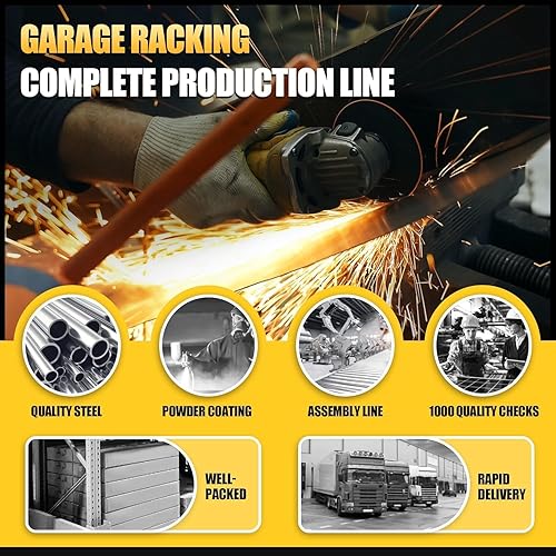Miniatura 7 de Estantería de garaje y almacenamiento estantes de metal de fácil montaje, estante de 5 niveles, estante ajustable de alta resistencia, estantes de