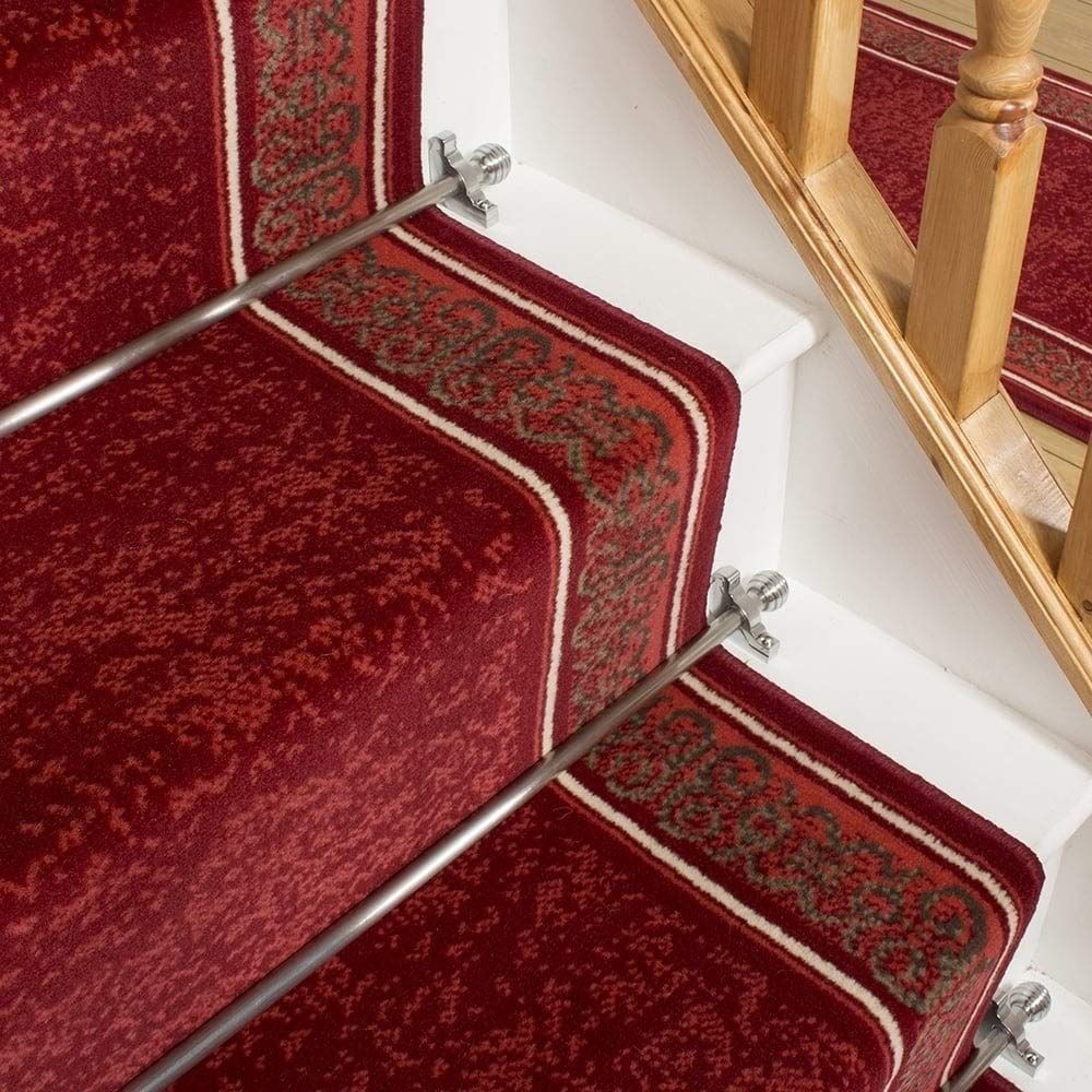 runrug Soft & Comfortable Stair Runner - Smooth & Durable Carpet for Stairs - Stain-Resistant, Fade-Resistant - Multiple Sizes - 70cm x 570cm - 9mm Thick - Tribal, Red — image 1