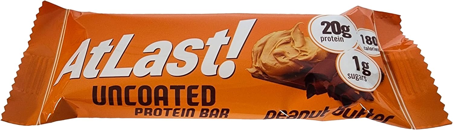 AtLast! Peanut Butter Protein Bars – Low Carb, Keto-Friendly, High Protein, Gluten-Free, Low Sugar Snack – 20g Protein, Only 3g Net Carbs – Box of 12