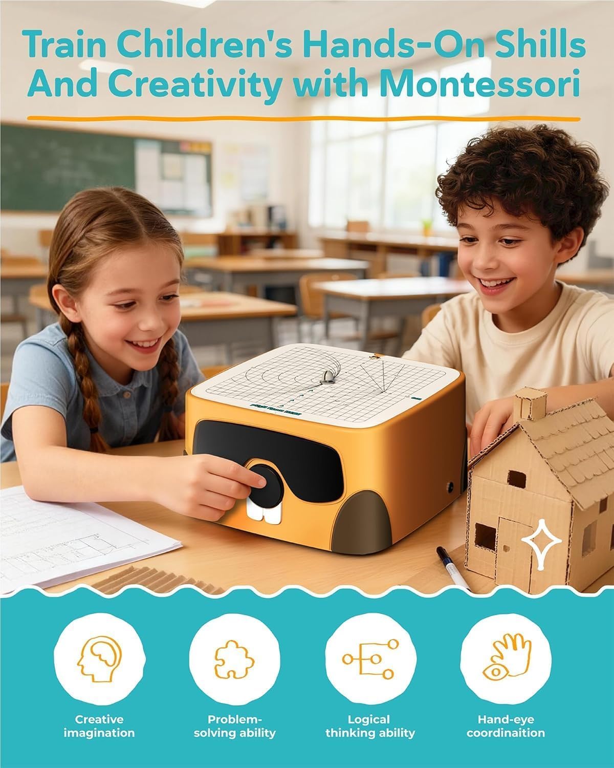 Kartonschneider Kinder, Sicheres DIY-Set mit Kartonschneider für Kinder ab 3 Jahren, Karton & Pappe, kreative 3D-Modelle, Handarbeit, ideales Karton Werkzeug für Familie & Freunde