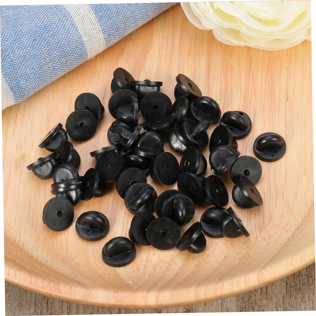 TOPPERFUN 250pcs Metal Caps Breast Pin Pin Backs Keepers for Lanyards Easy to Use