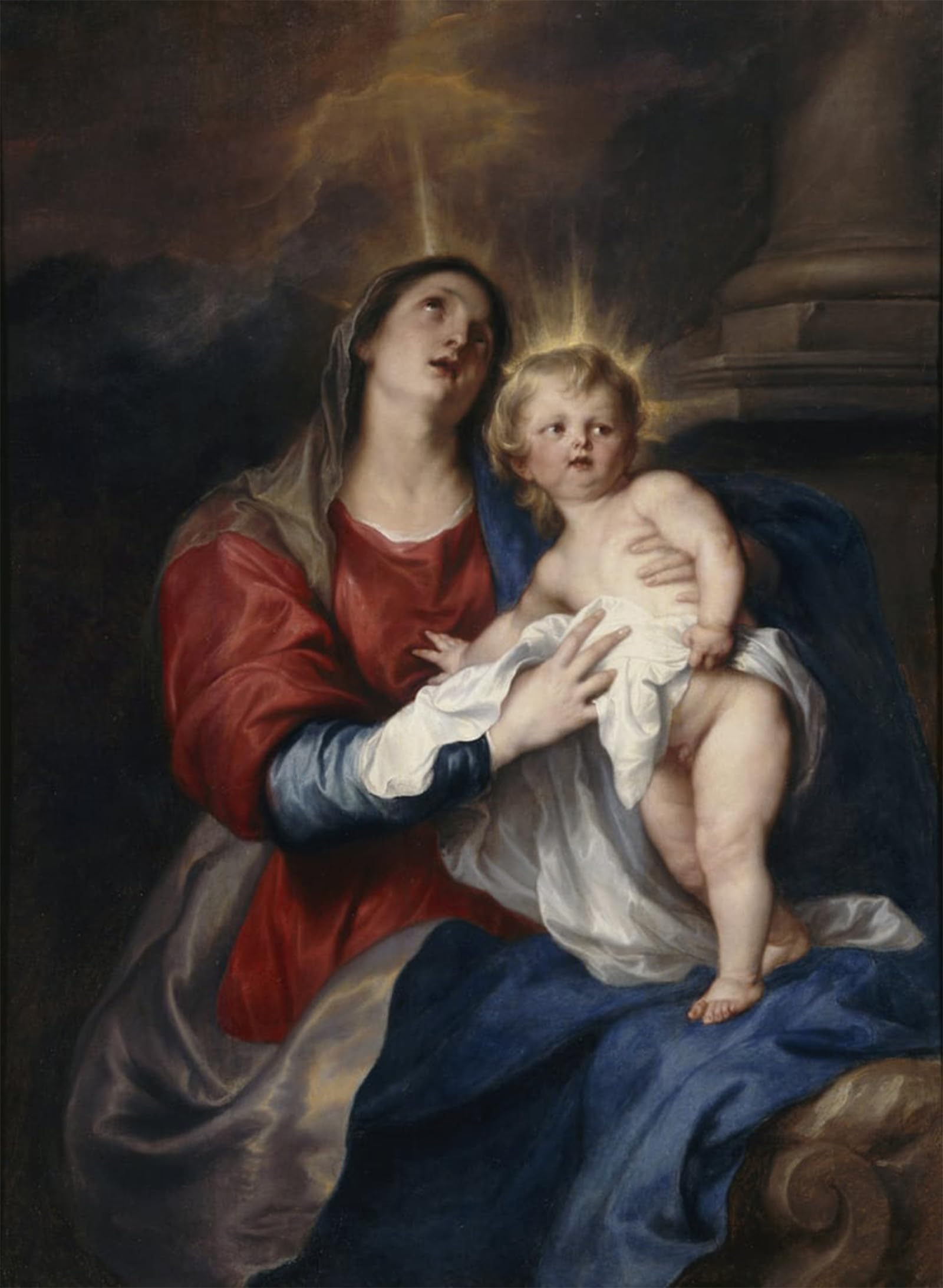 ARTXLXXBN Famous Painting Canvas Artwork Graffiti Print the Virgin and Child by Anthony Van Dyck Portrait Canvas Image for Home Decor 60x90cm