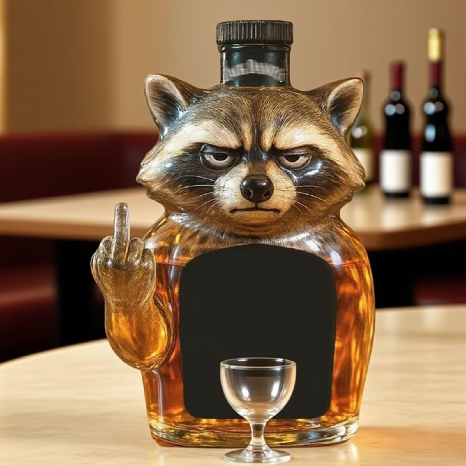 300ML Decantador Whisky - Arte Estatua, Decantador De Whisky Con Forma De Mapache En 3D, Botella De Whisky Con Temática Animal, Regalo Novedoso Para Decoración De Bar En Casa(B)