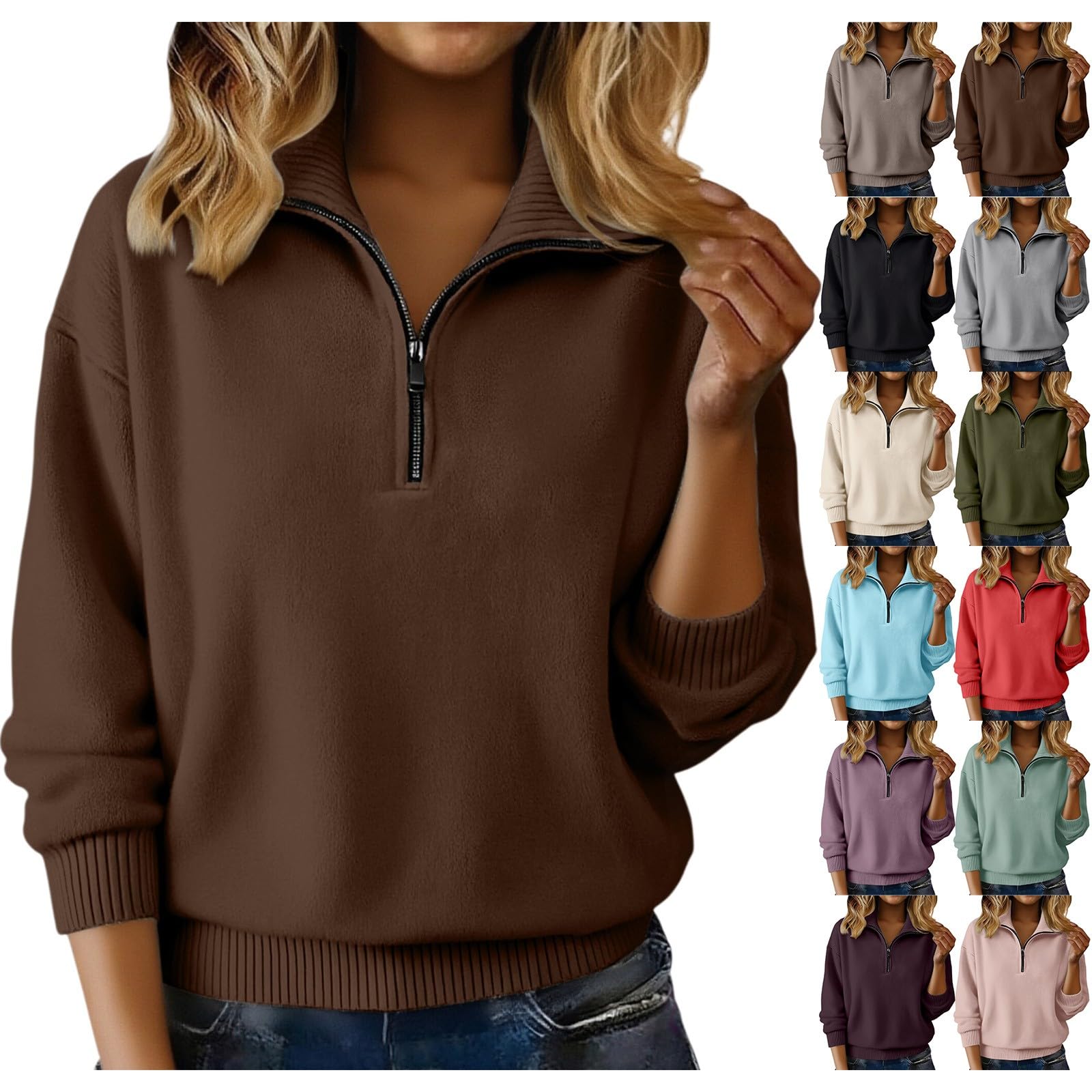 Cashmere Sweaters for Women Half Zip Pullover Sweatshirts Classic Long Sleeve Warm Soft Cozy Sweater 2025 Fall Winter