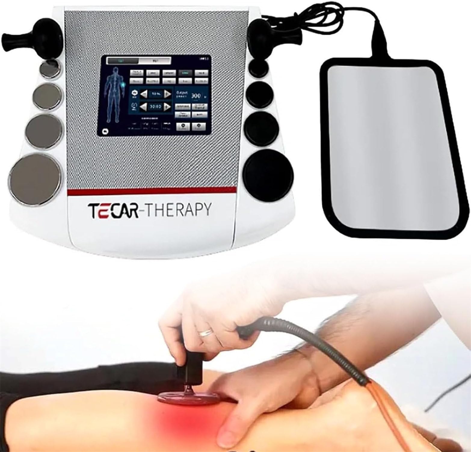 Apparecchio per Fisioterapia Tecar 300w 448khz - Apparecchio per Diatermia Tecar Therapy - 4 modalità, 10 Parti del Corpo - per Riabilitazione Sportiva E Sollievo dal Dolore