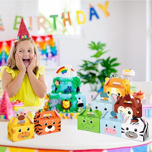 Miniatura 5 de PerKoop Caja de regalo de 24 piezas de animales de safari, caja de regalo de animales de safari de la selva, cajas de regalo de animales de