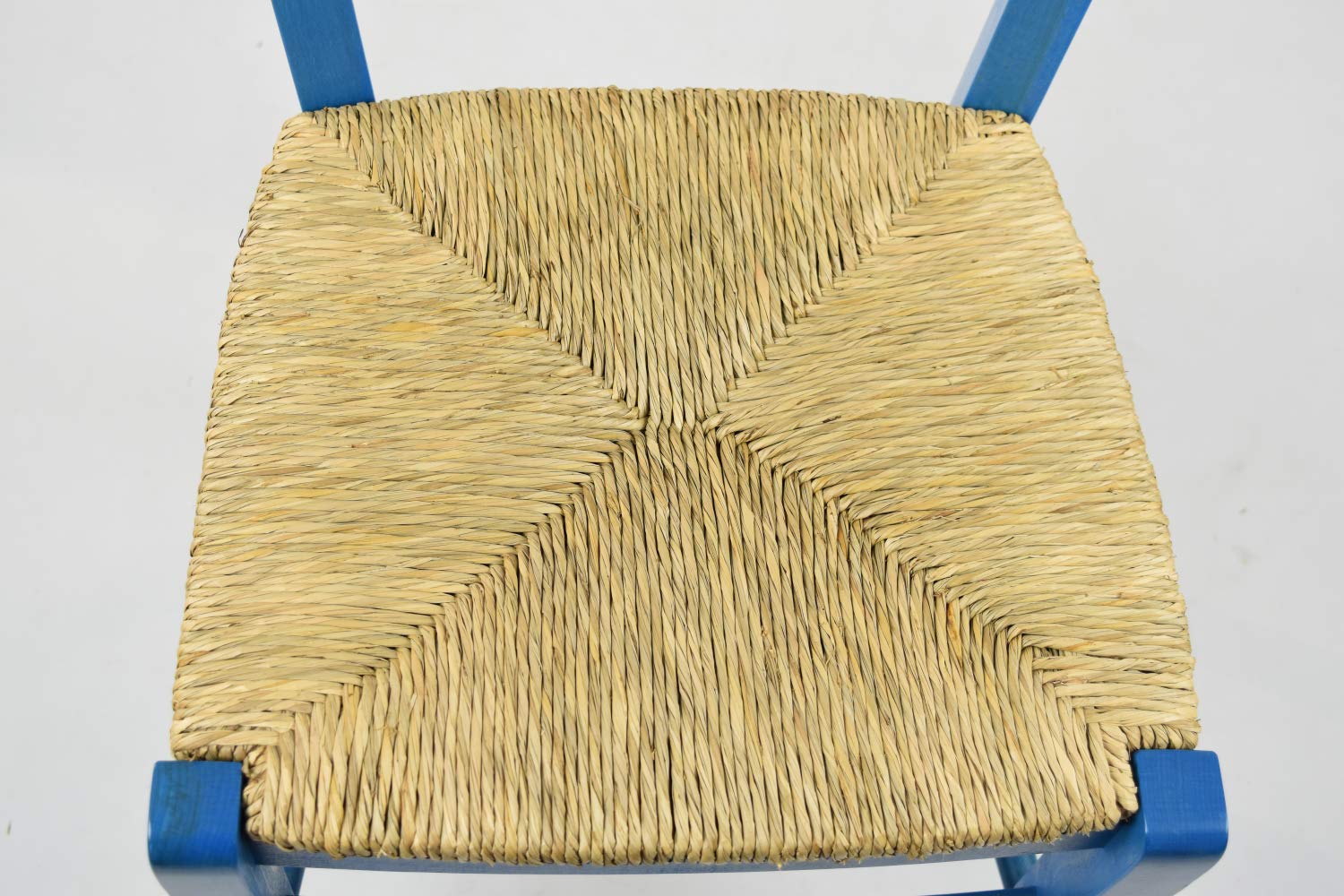 t m c s Tommychairs - estaw 1 krzesła CUORE, struktura z drewna bukowego w kolorze niebieskiej aniliny i siedzisko ze słomy