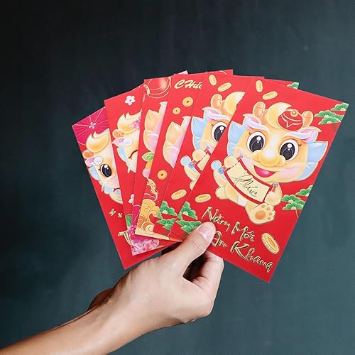 Miniatura 5 de 30 sobres rojos chinos, sobres de dinero de la suerte 2024, paquete de sobres de año nuevo chino del año del dragón Hong Bao sobres decorativos
