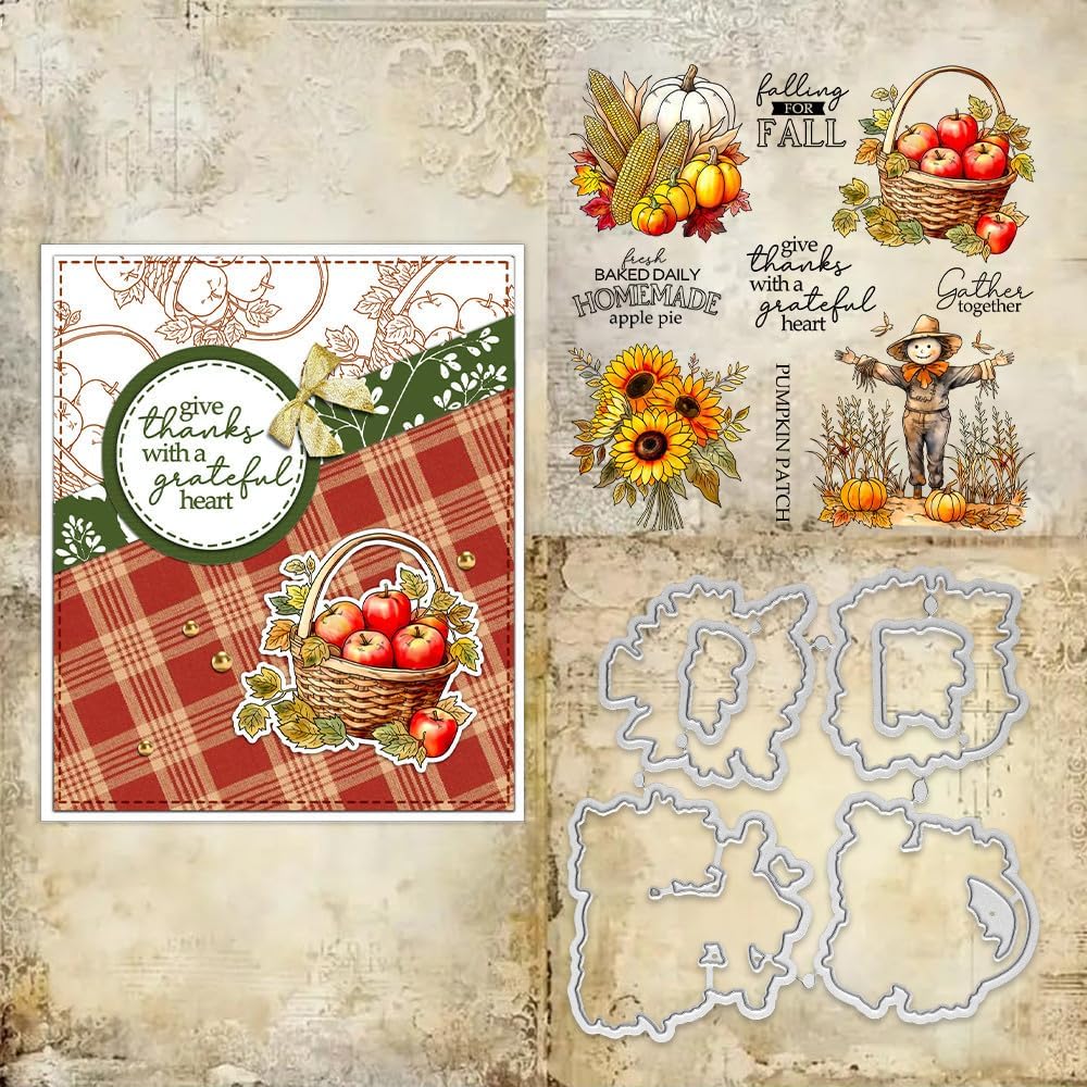 Amazon com : Scarecrow Corn Sunflower Fruit Clear Stamps and Die Cuts Amazon com : Scarecrow Corn Sunflower Fruit Clear Stamps and Die Cuts