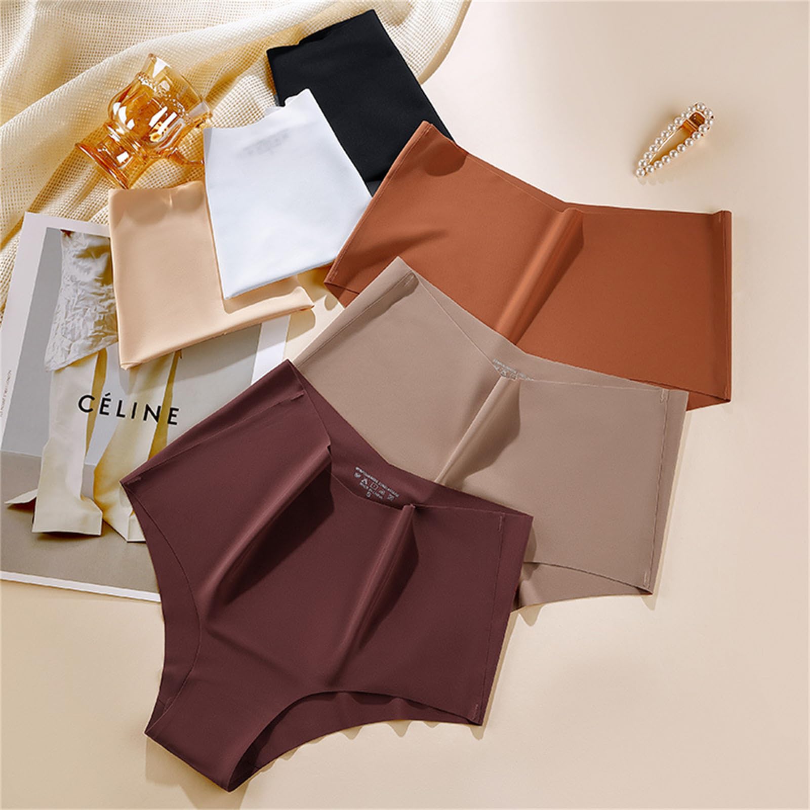Mutande Donna Biancheria Intima Grande A Vita Alta con Copertura Mezza Anca E Slip da Donna in Seta di Ghiaccio Ad Alta Fessura 3 Confezioni-I-2Xl 63-72,5 kg