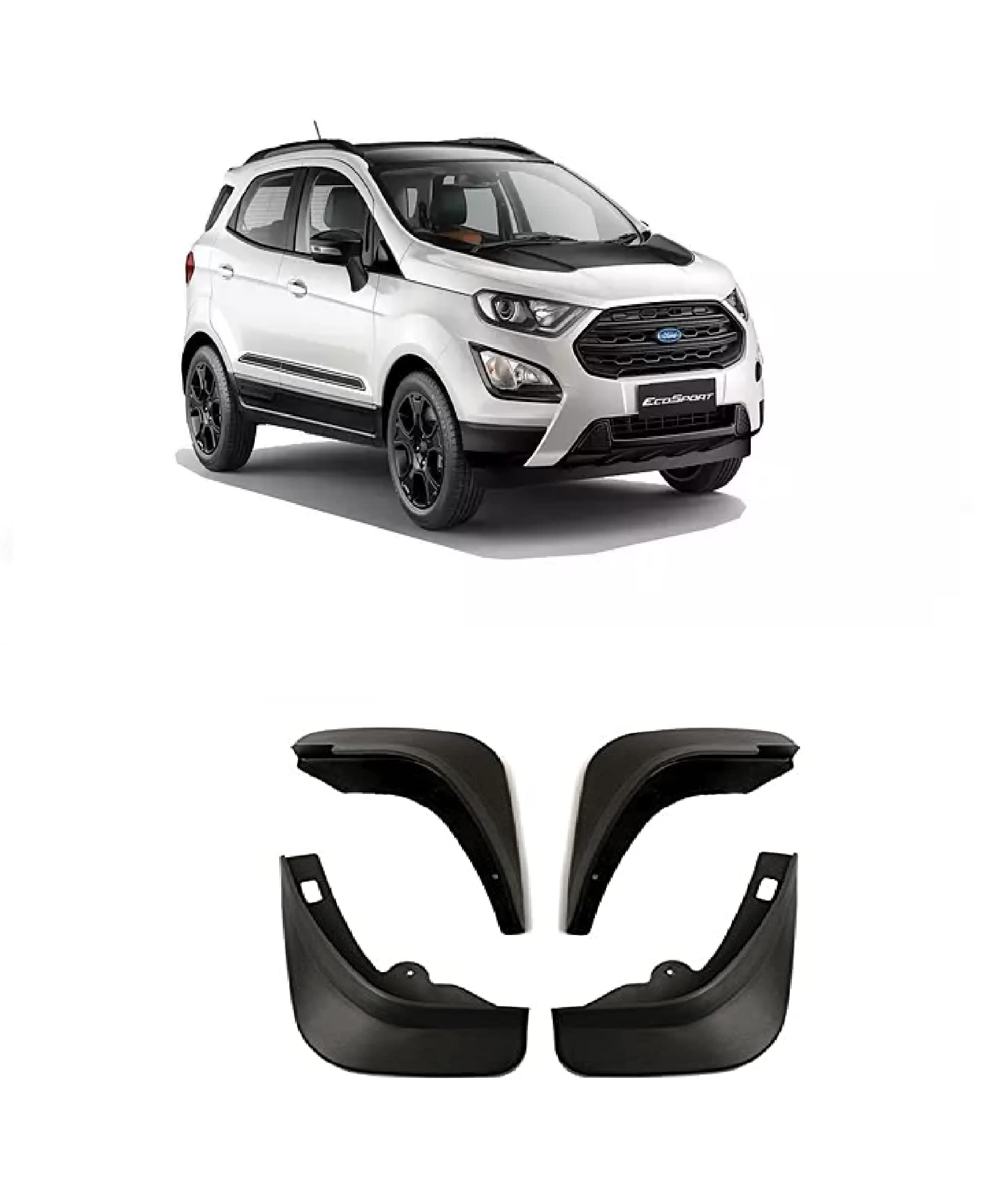 Empica Plastic O.E Type Mud Flaps Car Mud Guard With Allied Accessories Compatible With Ford Ecosport Facelift (Set of 4)