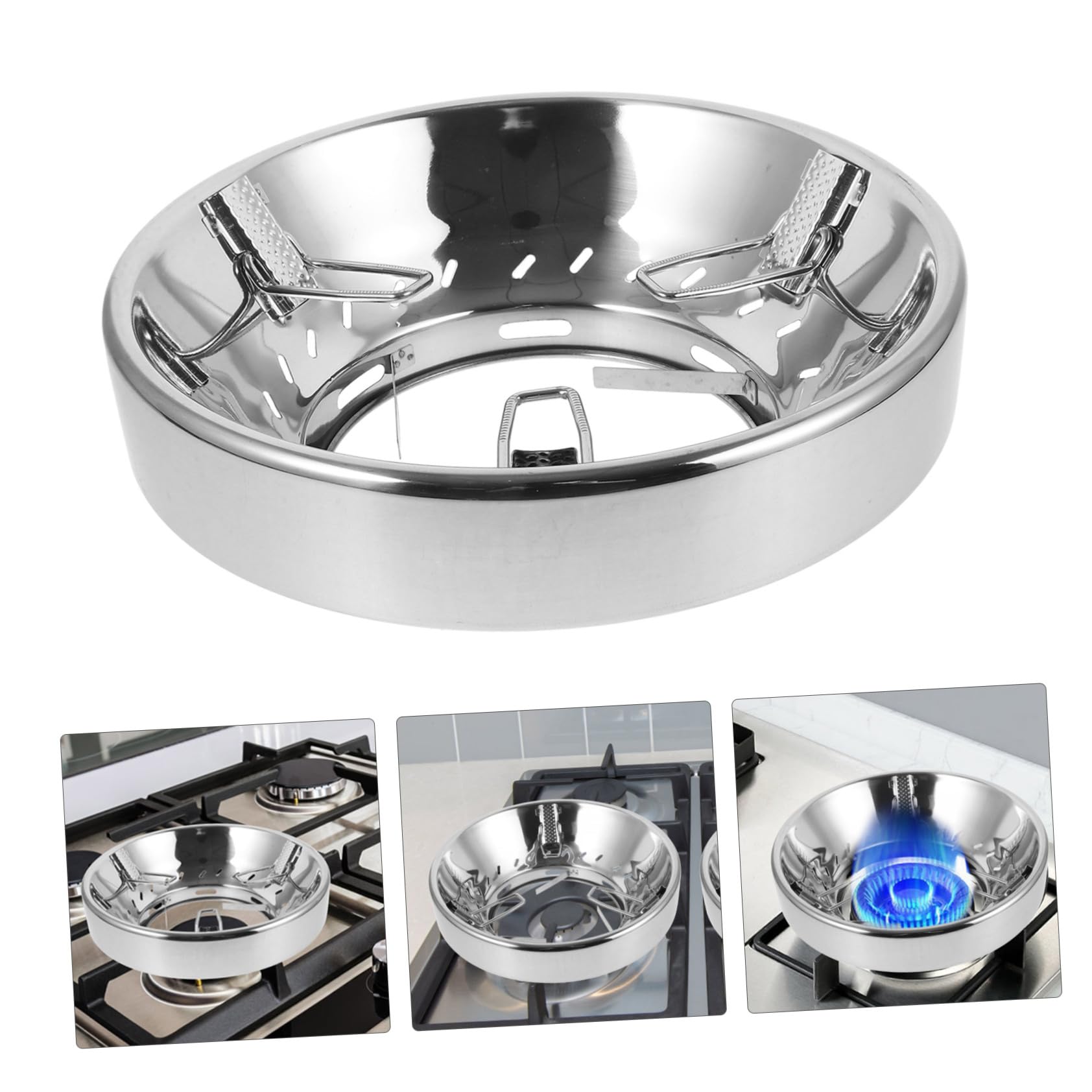 WOONEKY Soporte para Wok de Gas de Acero Inoxidable Resistente al Viento Anillo Antideslizante para Cocina Doméstica y Restaurante