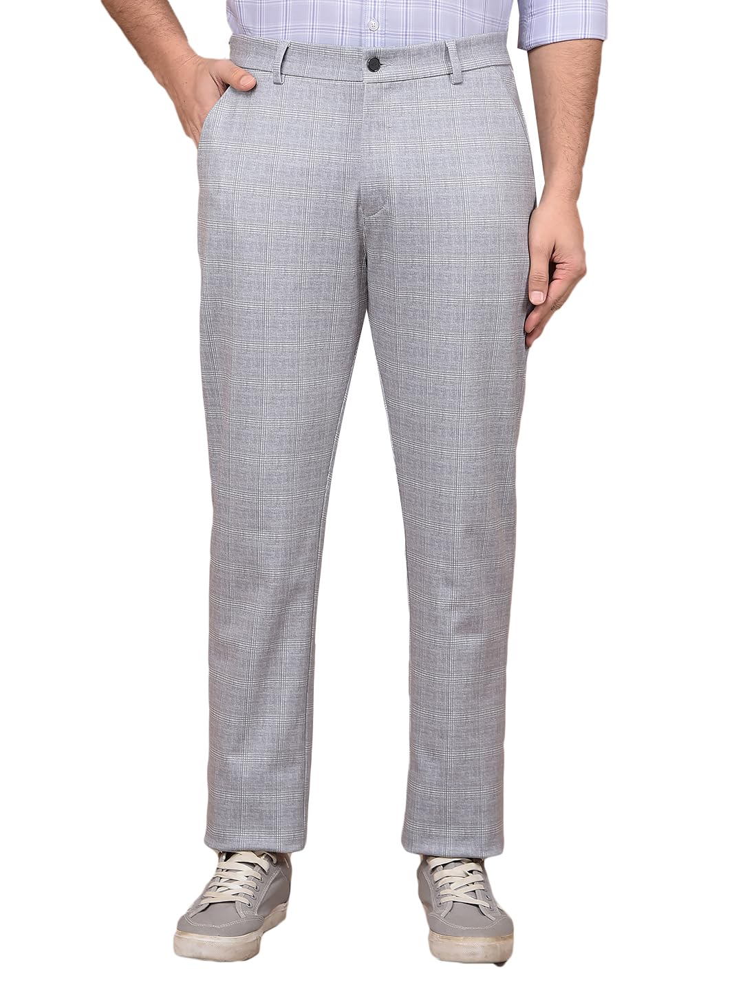 crimsoune club Men's Grey Checked Trousers-picture-36