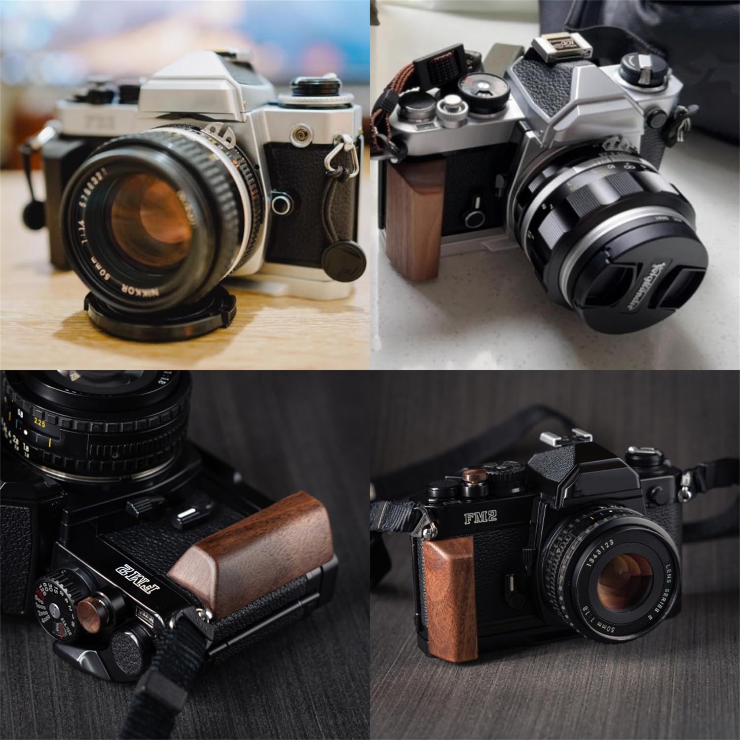 Nikon FM2 FM FM3A FE FE2 専用 カメラウッドグリップ 高級檀木材 木製