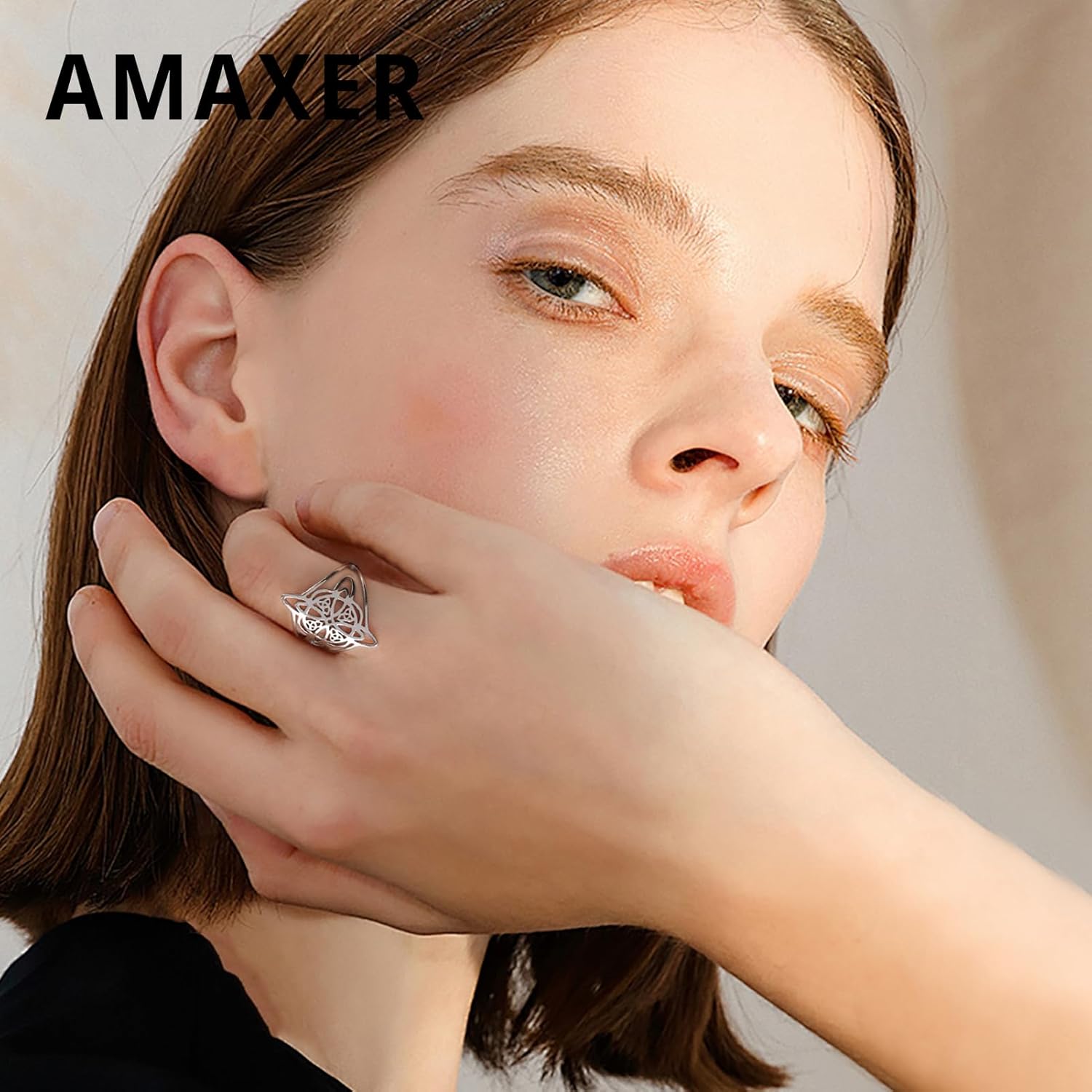 Witch Knot Magic Knot Witch’s Charm Ring for Women Stainless Steel Witchcraft Celtic Knot Amulet Vintage Hollow Out Finger Ring Jewelry Gifts - Image 2