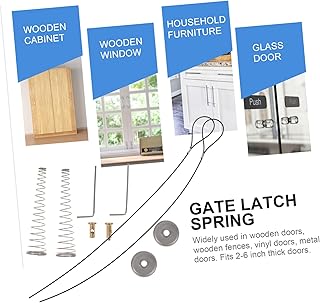 OATIPHO 2 Sets Latches Metal Fence Metal Cable Spring with Gate Opener Spring with Door Stainless Steel Door Gate Latch Spring Gate Cable Pull Gate Latches for Metal Gates Lock Cable Metal