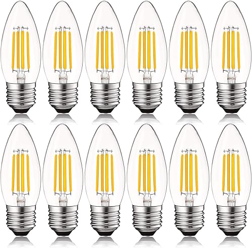 Luxrite Bombillas LED vintage E26 de 5 W, equivalente a 60 W, 550 lúmenes, blanco cálido de 2700 K, regulable, bombilla de candelabro de base media,
