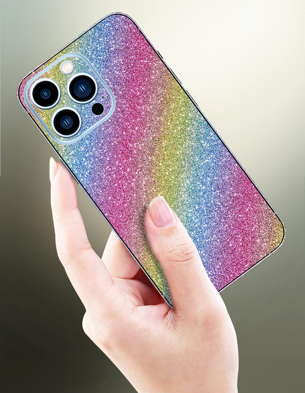 Pellicola adesiva di lusso compatibile con iPhone 16 Pro Max, luccicante, per donne e ragazze, confezione da 2 pezzi, viola