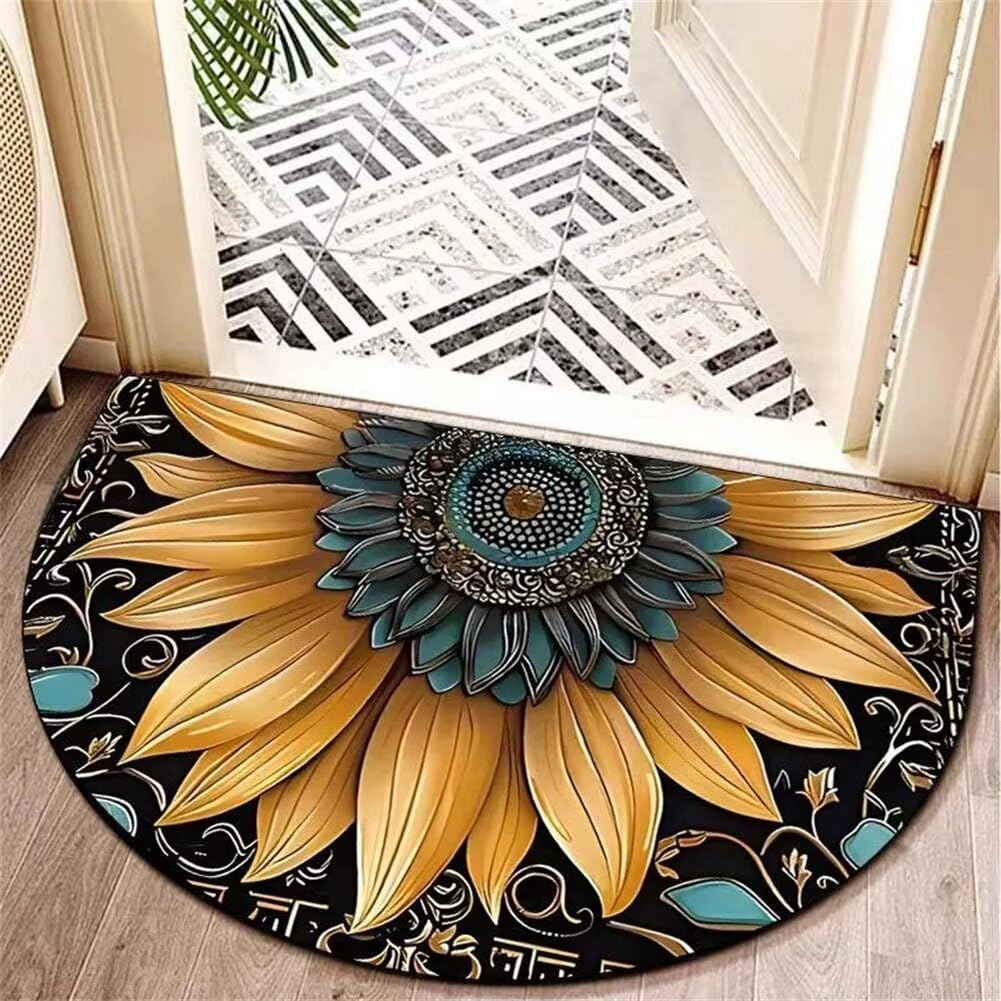 Tapis de bain absorbant et séchage rapide au design tournesol 80x150cm