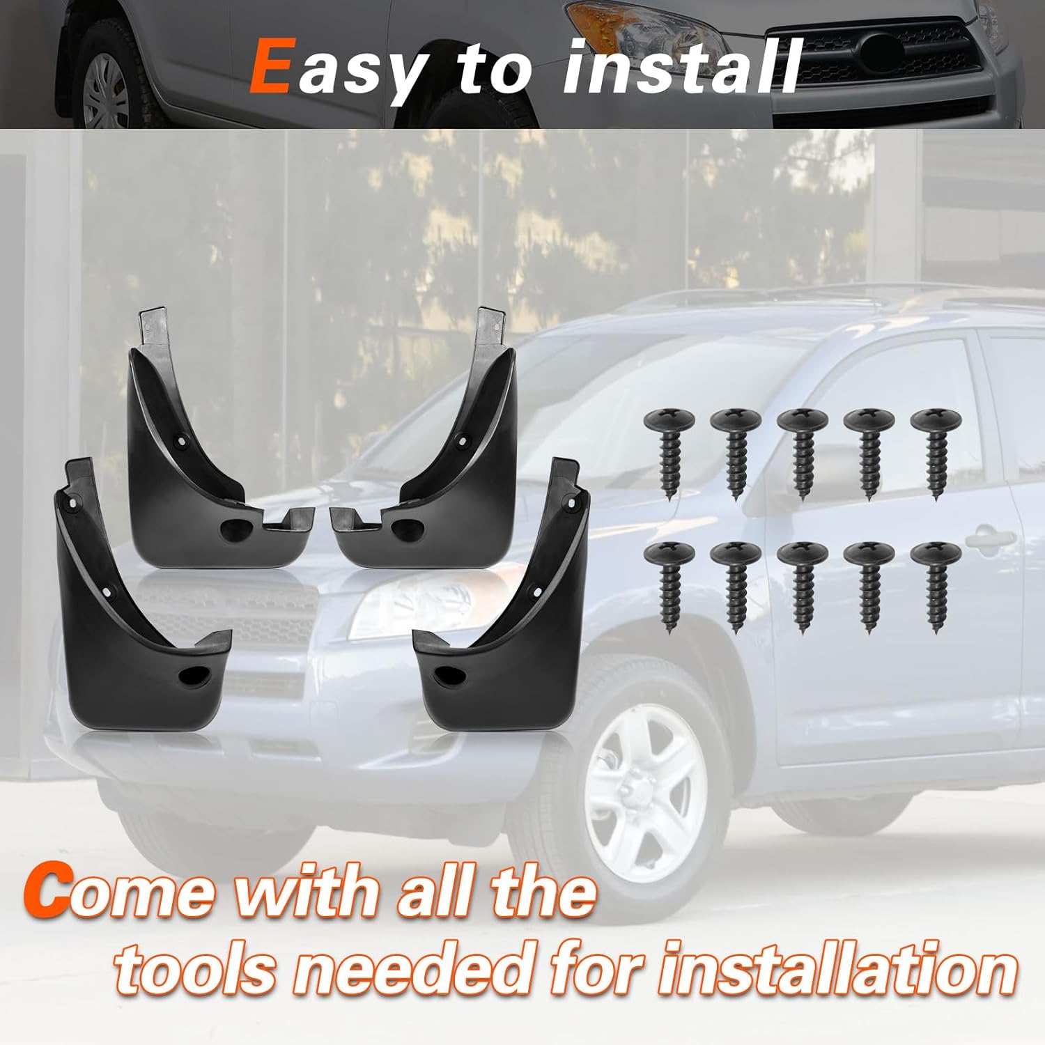 2007 RAV-4 Mud Flaps Mud Guards Compatible with Toyota RAV-4 2.0 2006-2013 Splash Guard No Drilling Required All Weather Mudflaps(Set of 4)