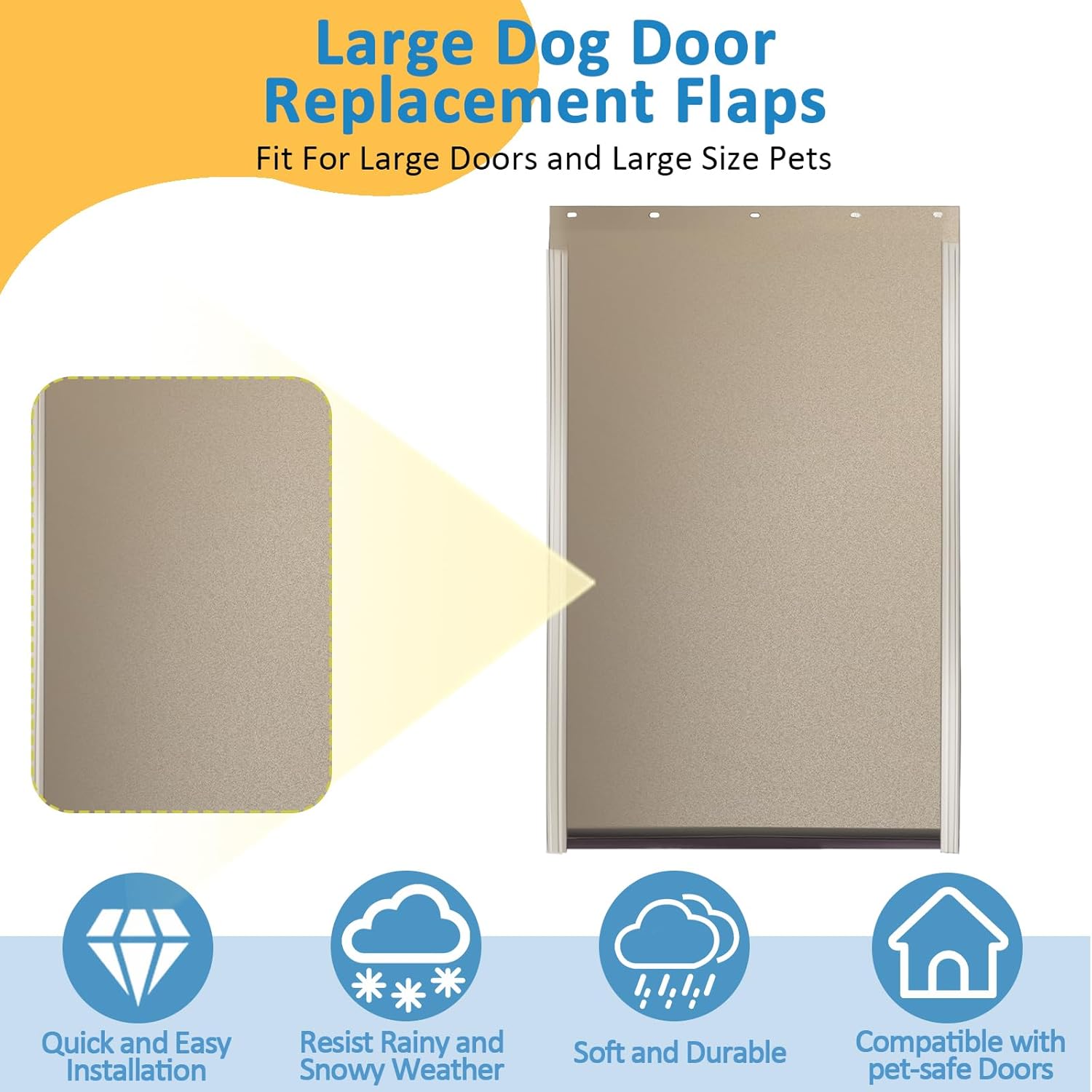 2 Pack PAC11-11039 for Pet Safe Door Replacement Flaps for Dog and Cat, Doggie Replacement Flap Doors Compatible with PetSafes Freedom Doggie Doors, Large Size 10 1/8" X 16 7/8"