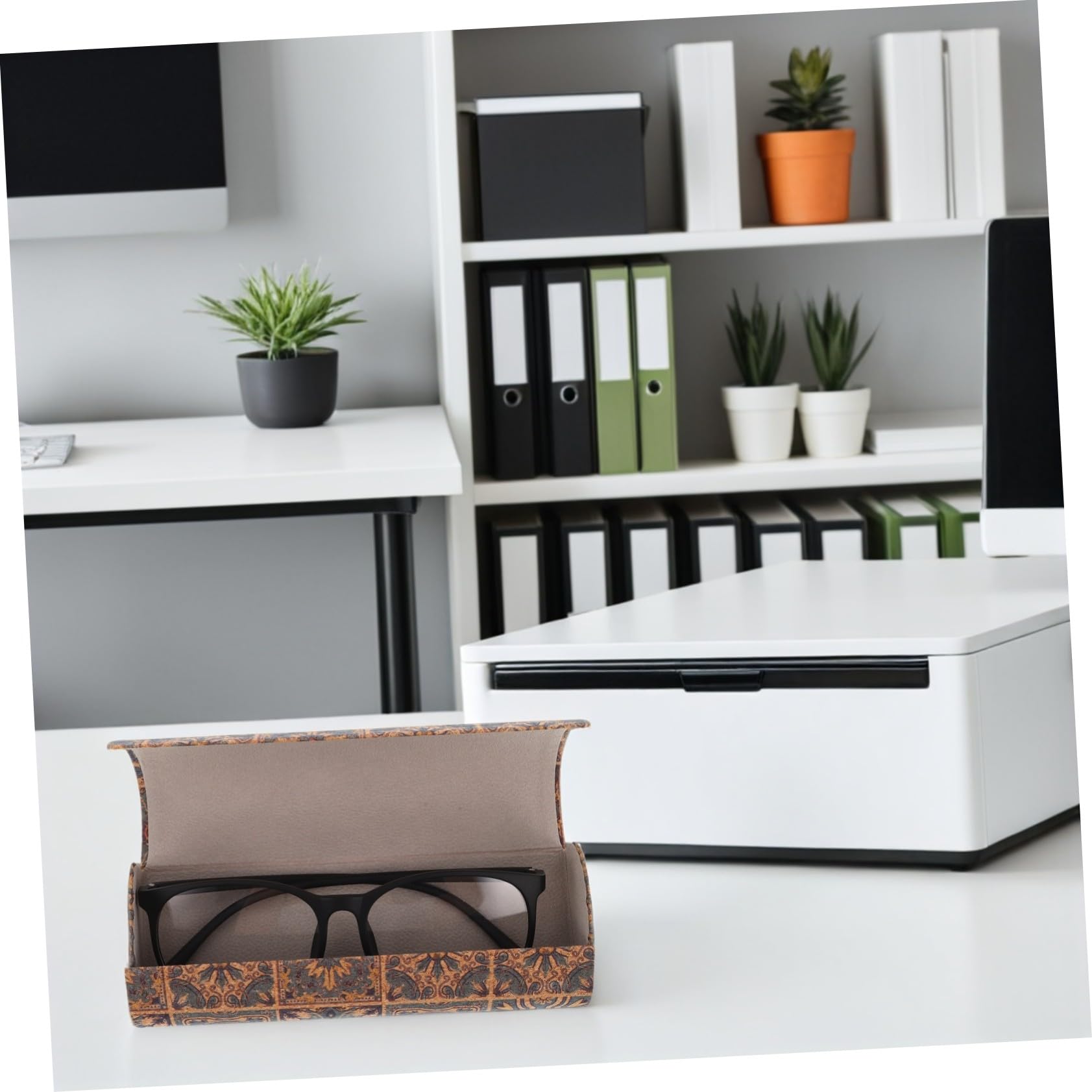PartyKindom 4pezzi Custodia Magnetica per Occhiali in Rigida e Sottile per Occhiali da Vista Sole Protettiva Portatile e Compatto Design Boho Retrò per Uso Esterno e Riposto