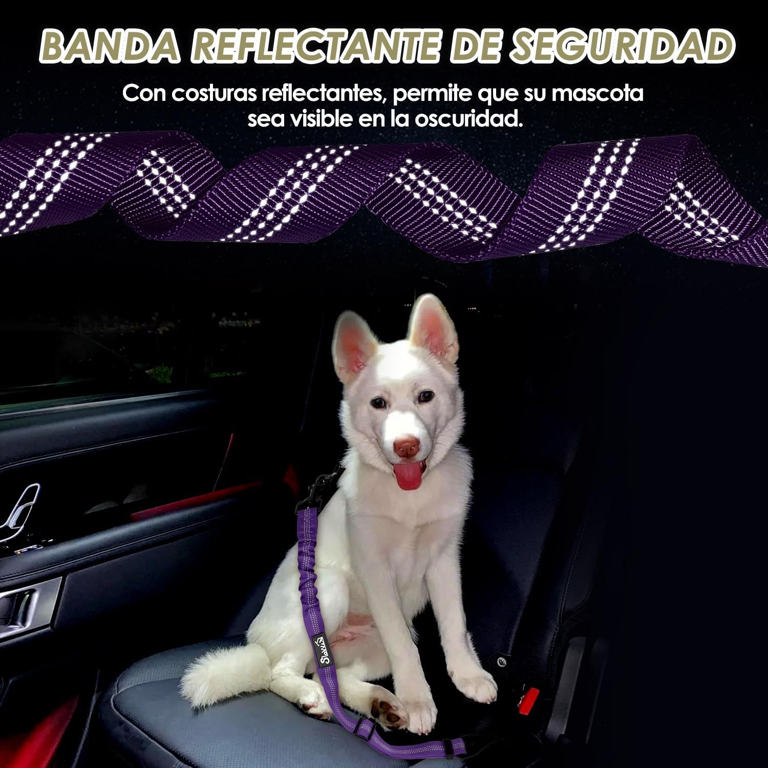 SlowTon 2 Cinturón de Seguridad de Coche para Perros, Ajustable, 2 Paquetes de Correas de Seguridad para Perros Pequeños, Medianos y Grandes, Cinturón de Seguridad Elástico