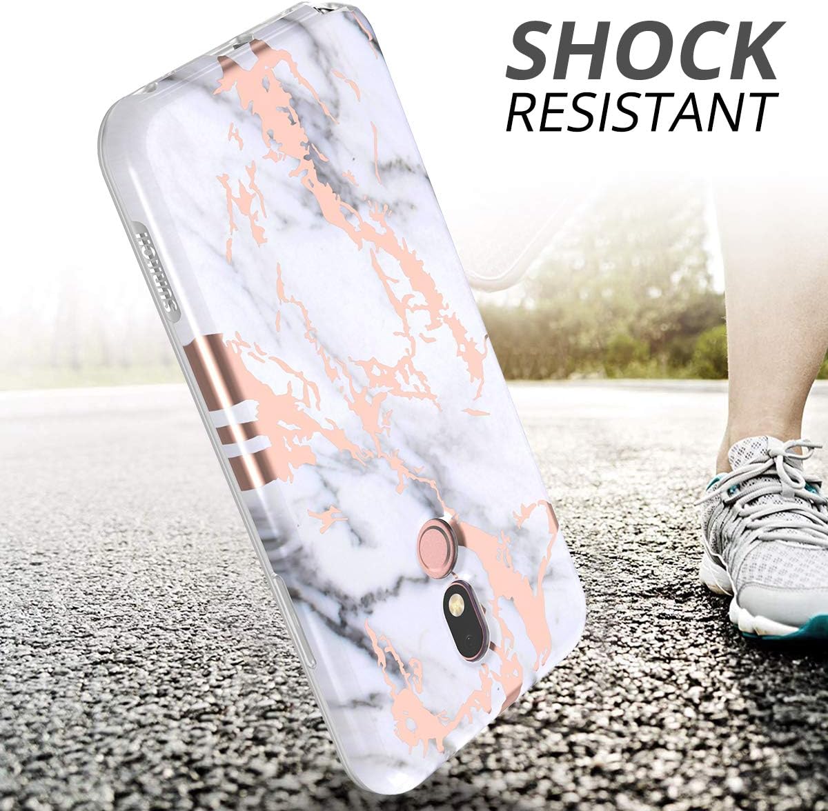 SURITCH Case for LG Stylo 5, [Built-in Screen Protector] Cute Geometric Marble Soft TPU Full Body Protection Shockproof Anti-Scratch Rugged Bumper Protective Cover for LG Stylo 5 (Gold Marble)