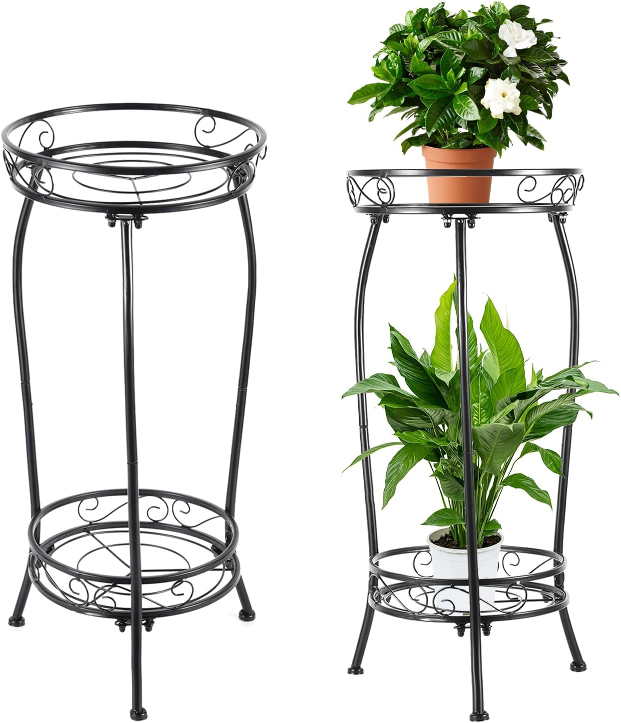 LOYAL TIGER 2-Tier Tall Metal Plant Stand (27.1 inch, 2-Pack)