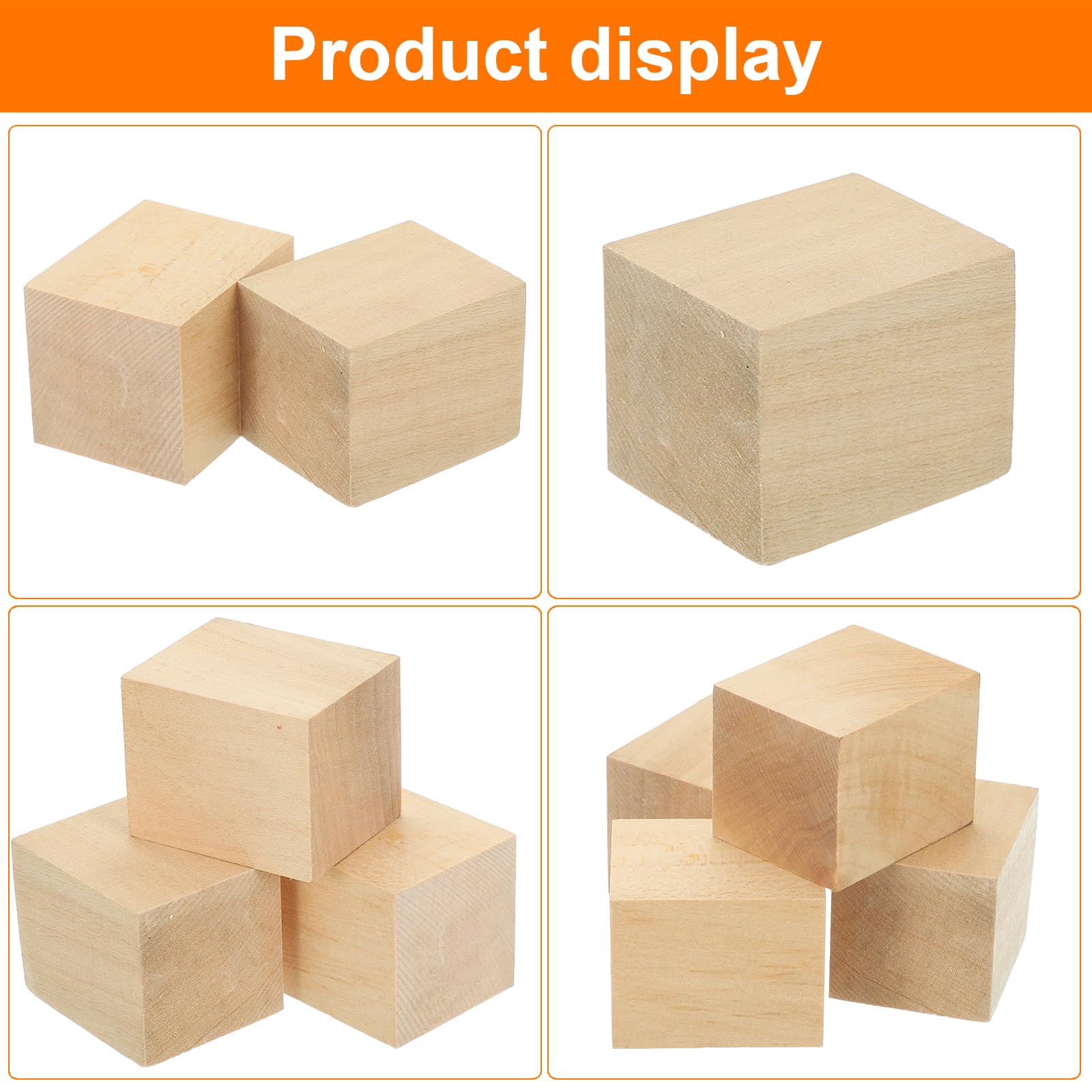 MECCANIXITY 4 bloques de madera de tilo, cuadrados de madera de tilo, 1.6 x 1.6 x 2 pulgadas, piezas de madera para bricolaje, decoración artística, manualidades, tallados a mano