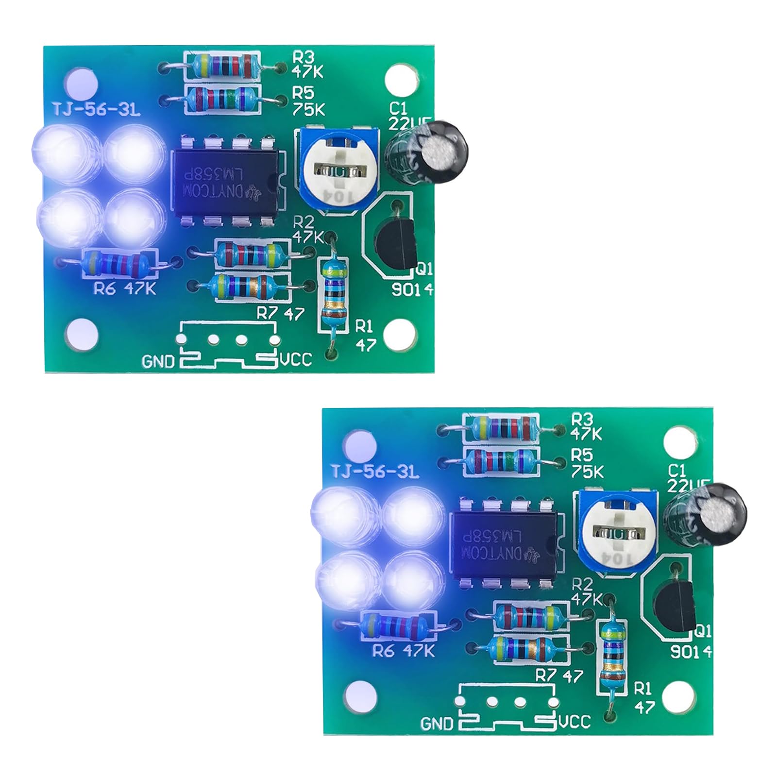 Kit Soudure LM358 Lumières Respirantes LED – 2 Pièces, Effet Clignotant Dynamique, Projet Électronique Débutant Fun