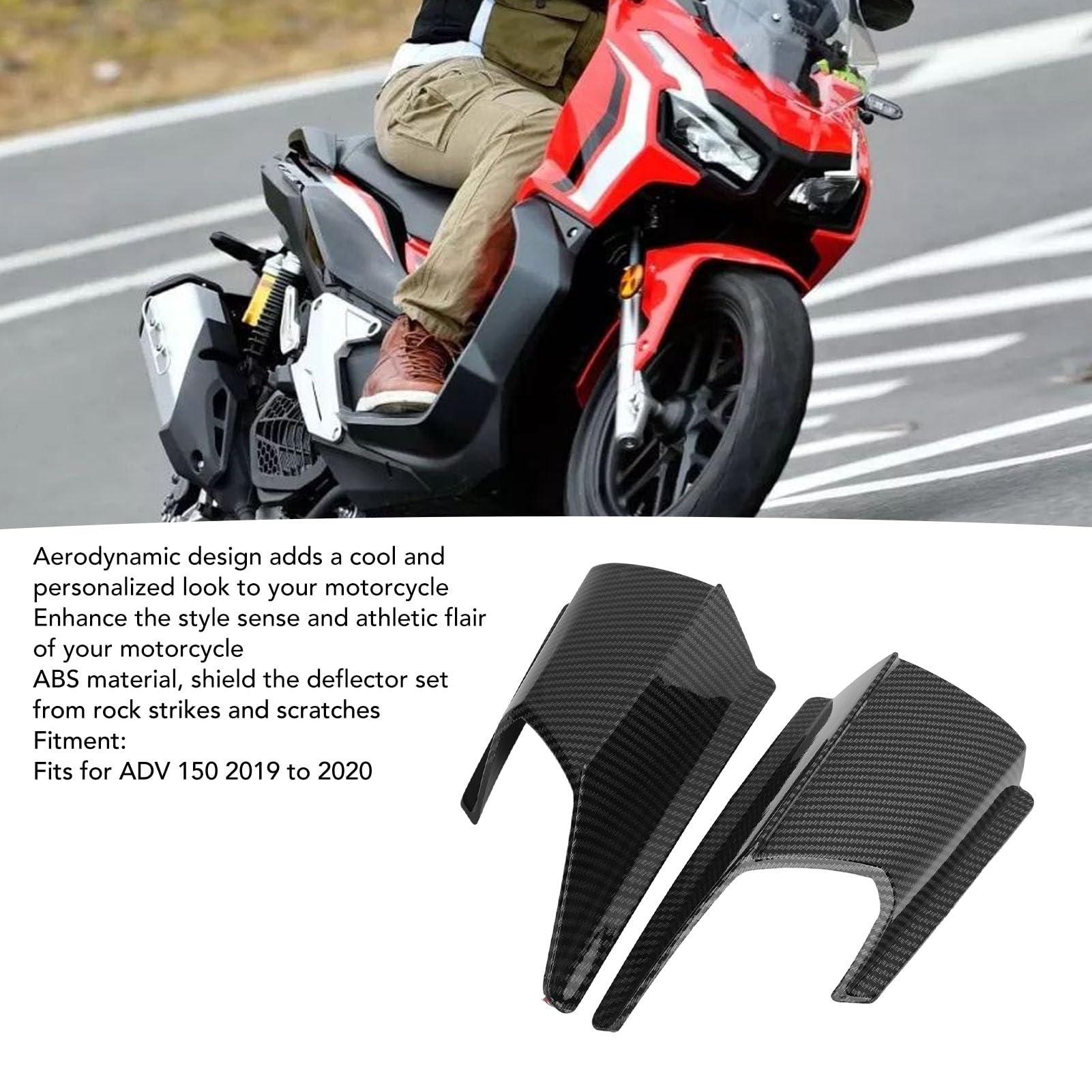 SIXRUN Motorcycle côté Camening Winglets, Moto côté Spoiler Ailes de Remplacement des Ailes pour ADV 150 2019 à 2020, fabriqué à Partir de Matériau ABS, Facile à Installer avec (Couleur
